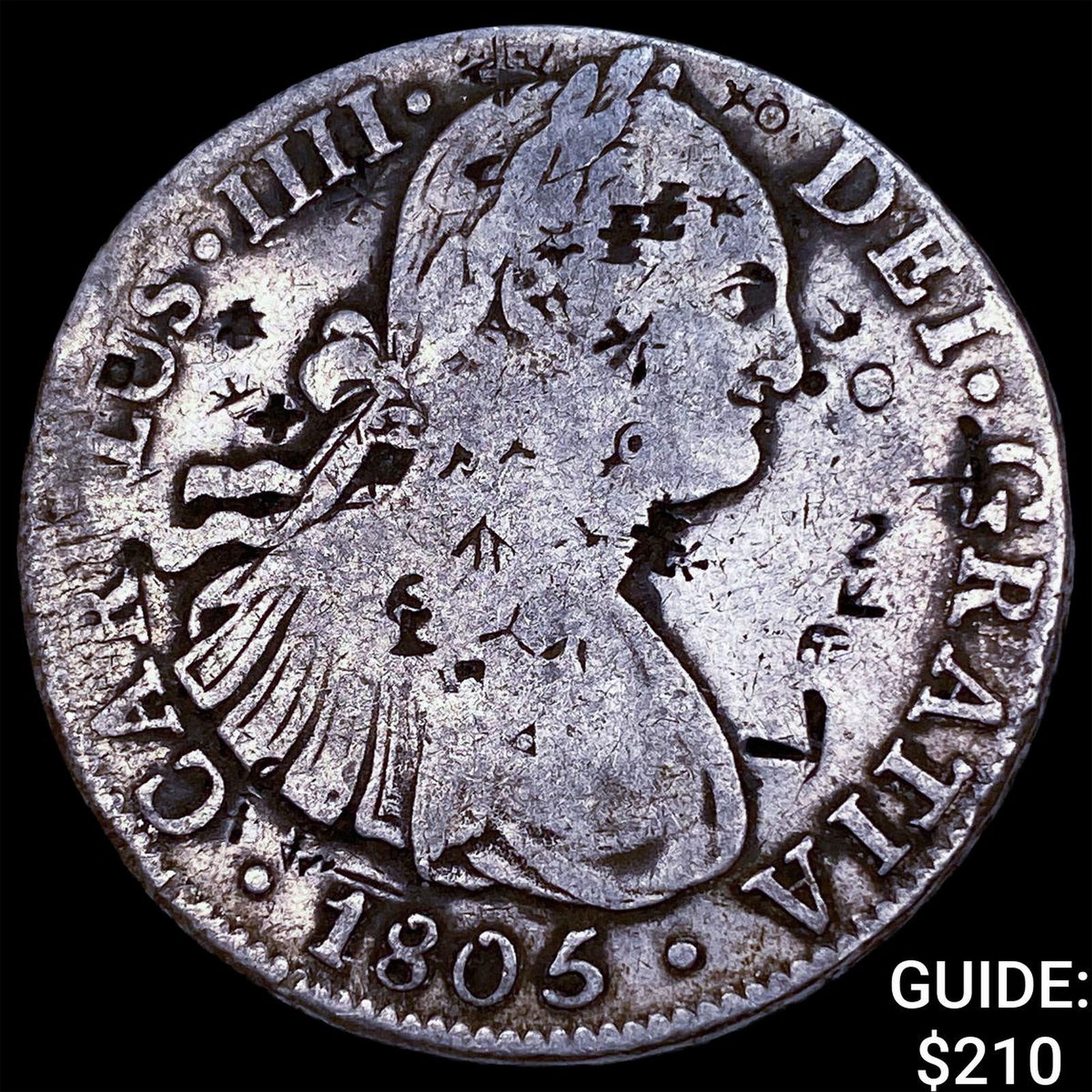 1805 Colonial Spain Silver 8 Reales Chopmarks NEARLY UNCIRCULATED: 1805 Colonial Spain Silver 8 Reales Chopmarks NEARLY UNCIRCULATED