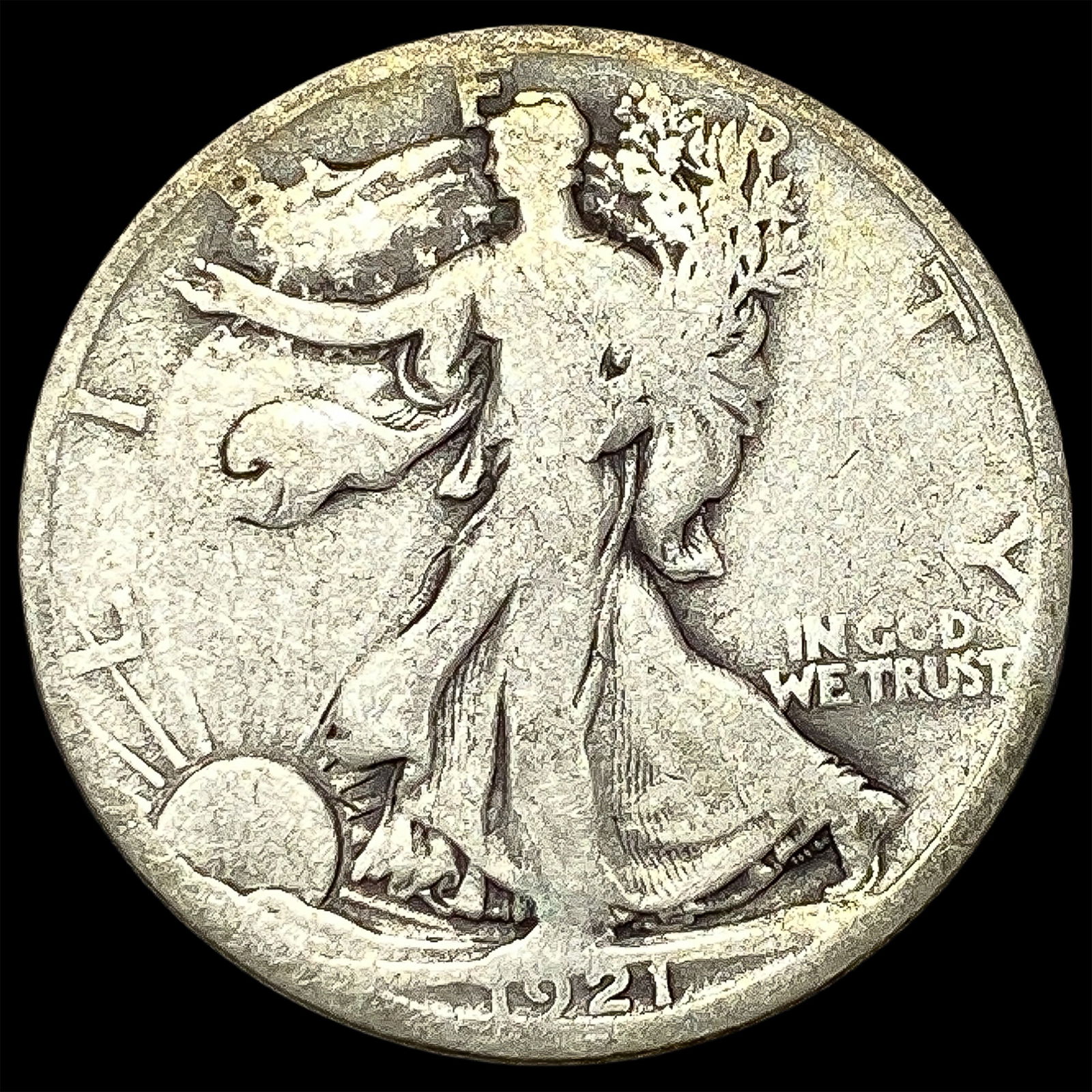 1921-D Silver Walking Liberty Half Dollar NICELY CIRCULATED: 1921-D Silver Walking Liberty Half Dollar NICELY CIRCULATED