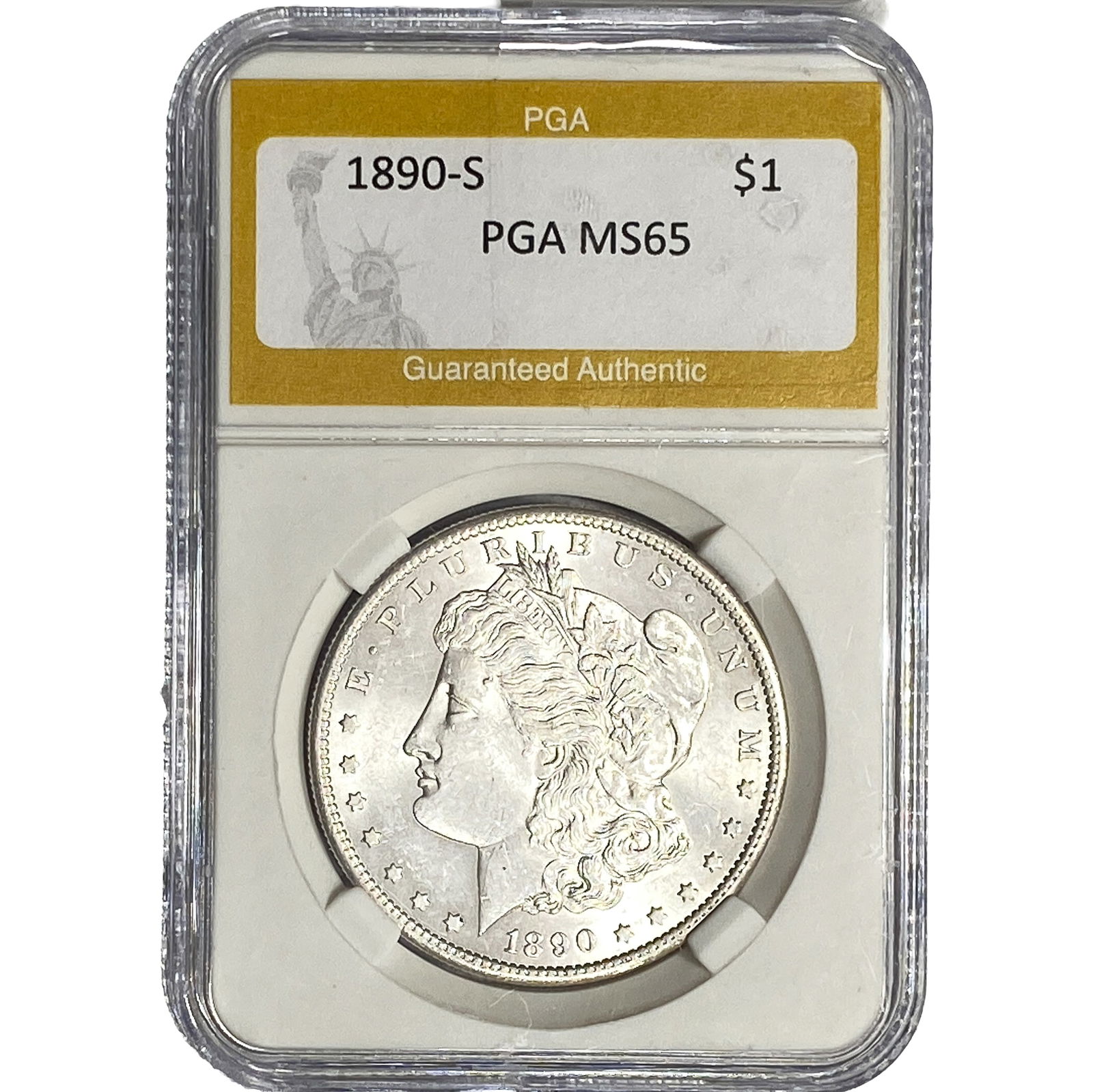1890-S Morgan Silver Dollar PGA MS65 (1 of 2)