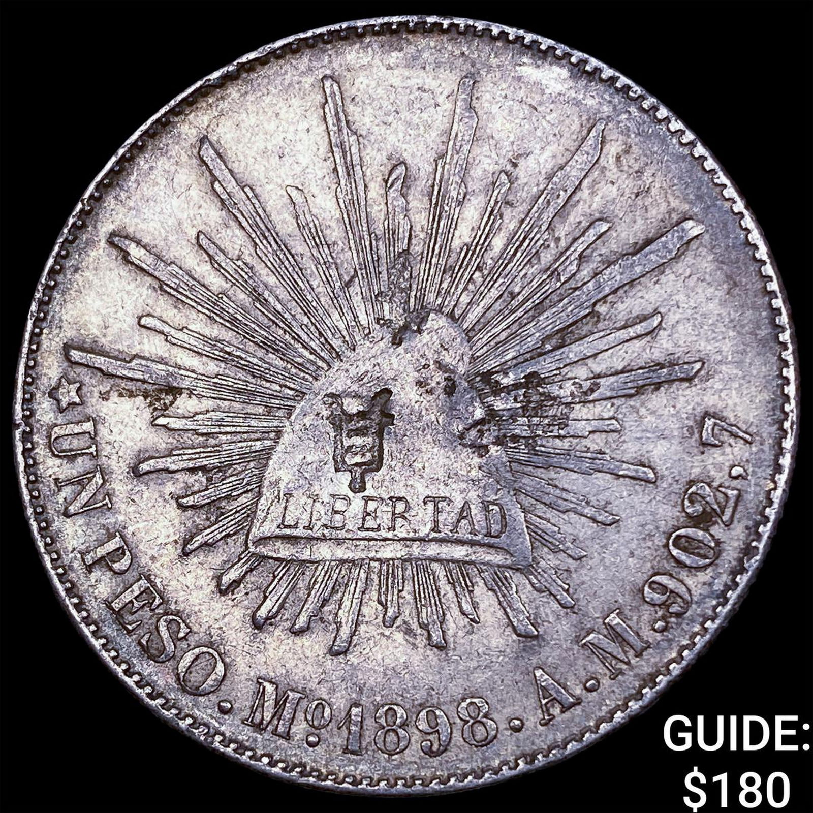 1898 Mexico Silver 8 Reales Chopmarked NEARLY UNCIRCULATED (1 of 2)