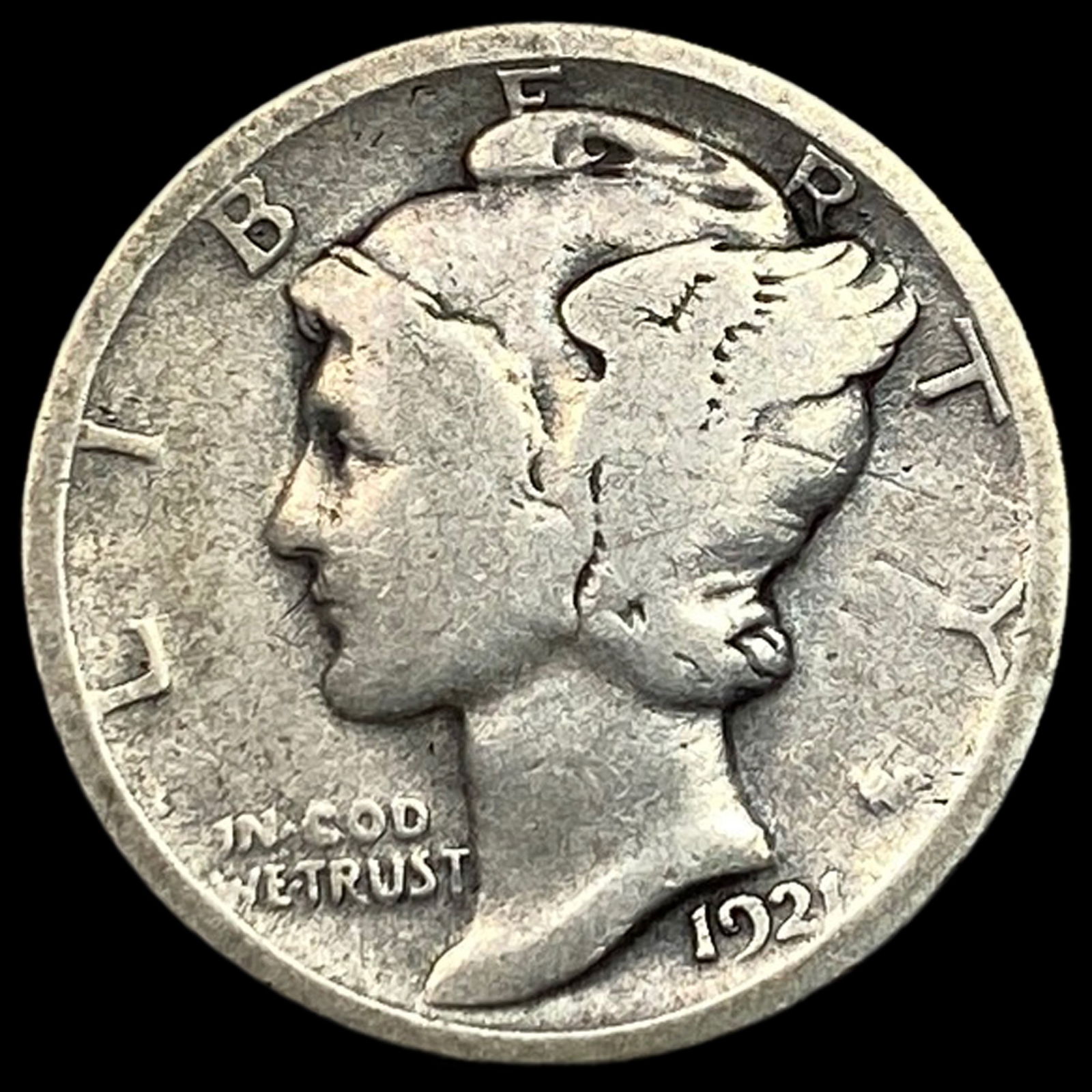 1921 Silver Mercury Dime LIGHTLY CIRCULATED (1 of 2)