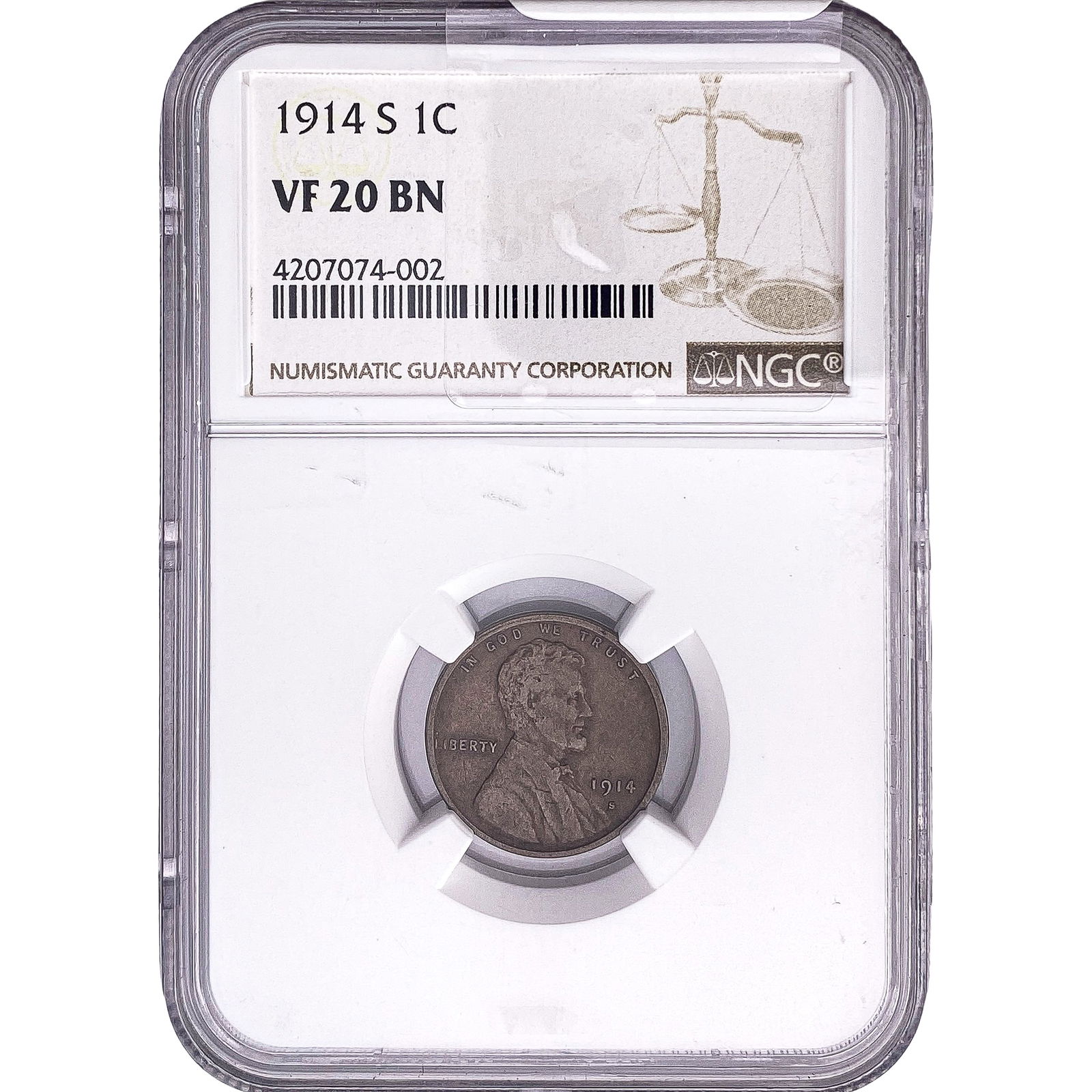1914-S Wheat Cent NGC VF20 BN (1 of 2)