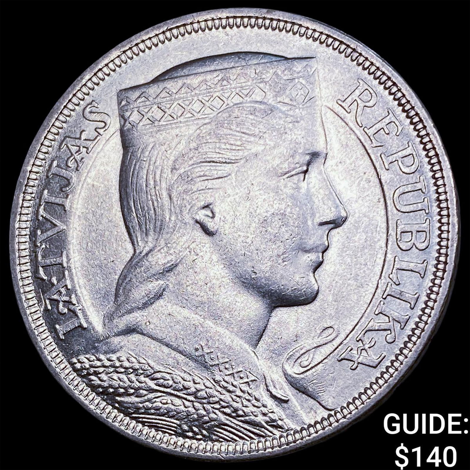 1931 Latvia Silver 5 Litai CLOSELY UNCIRCULATED (1 of 2)