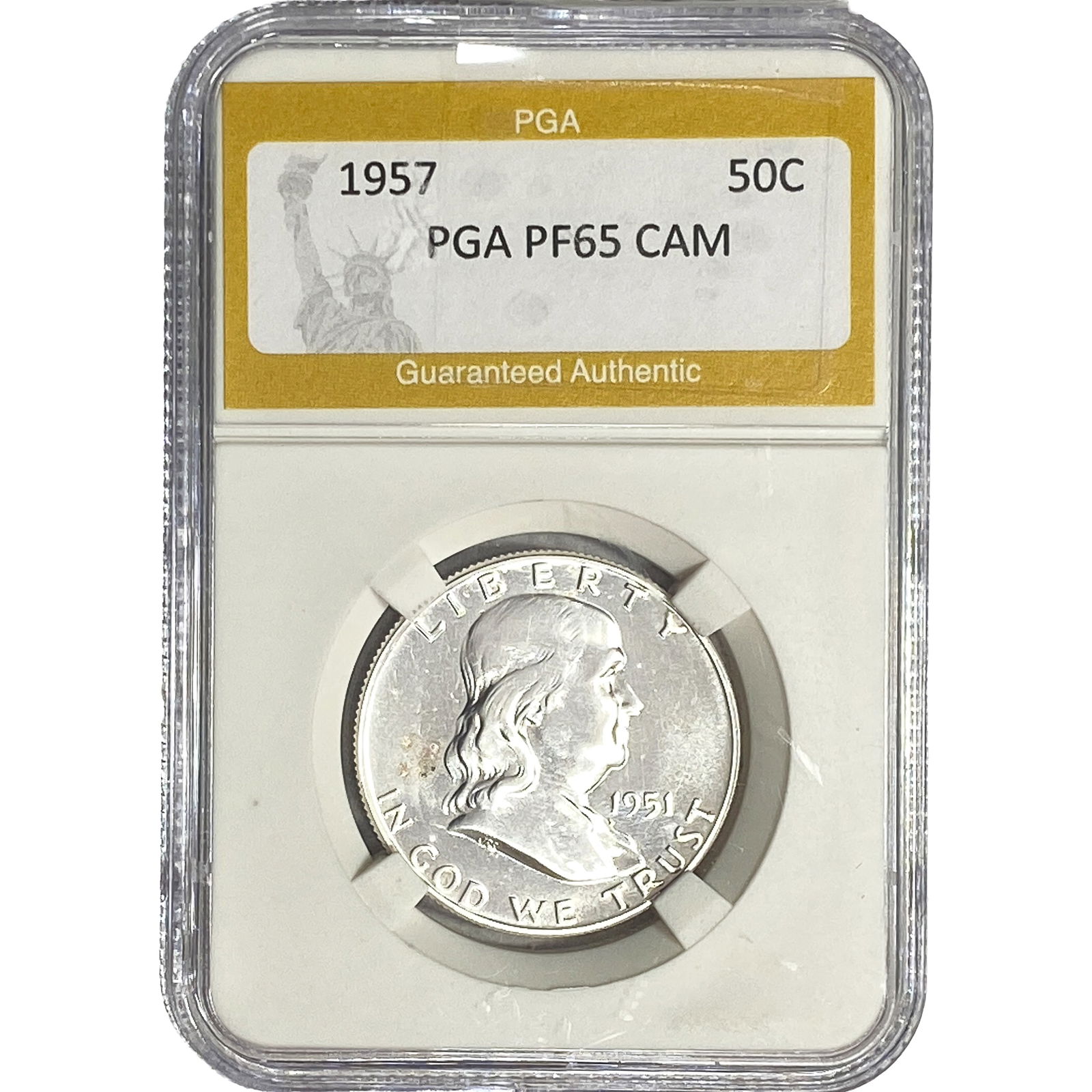 1957 Franklin Half Dollar PGA PF65 CAM: 1957 Franklin Half Dollar PGA PF65 CAM