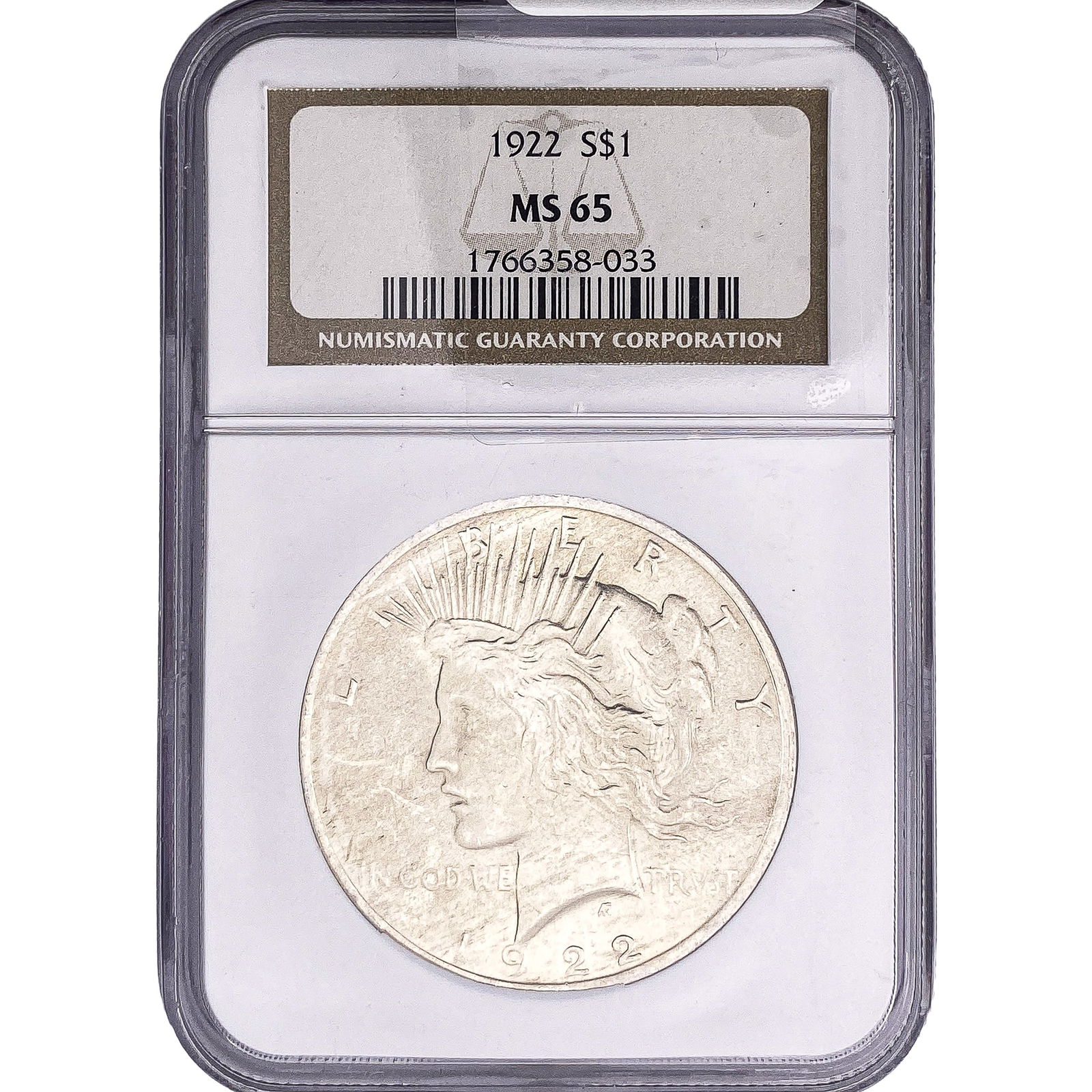 1922 Silver Peace Dollar NGC MS65 (1 of 2)