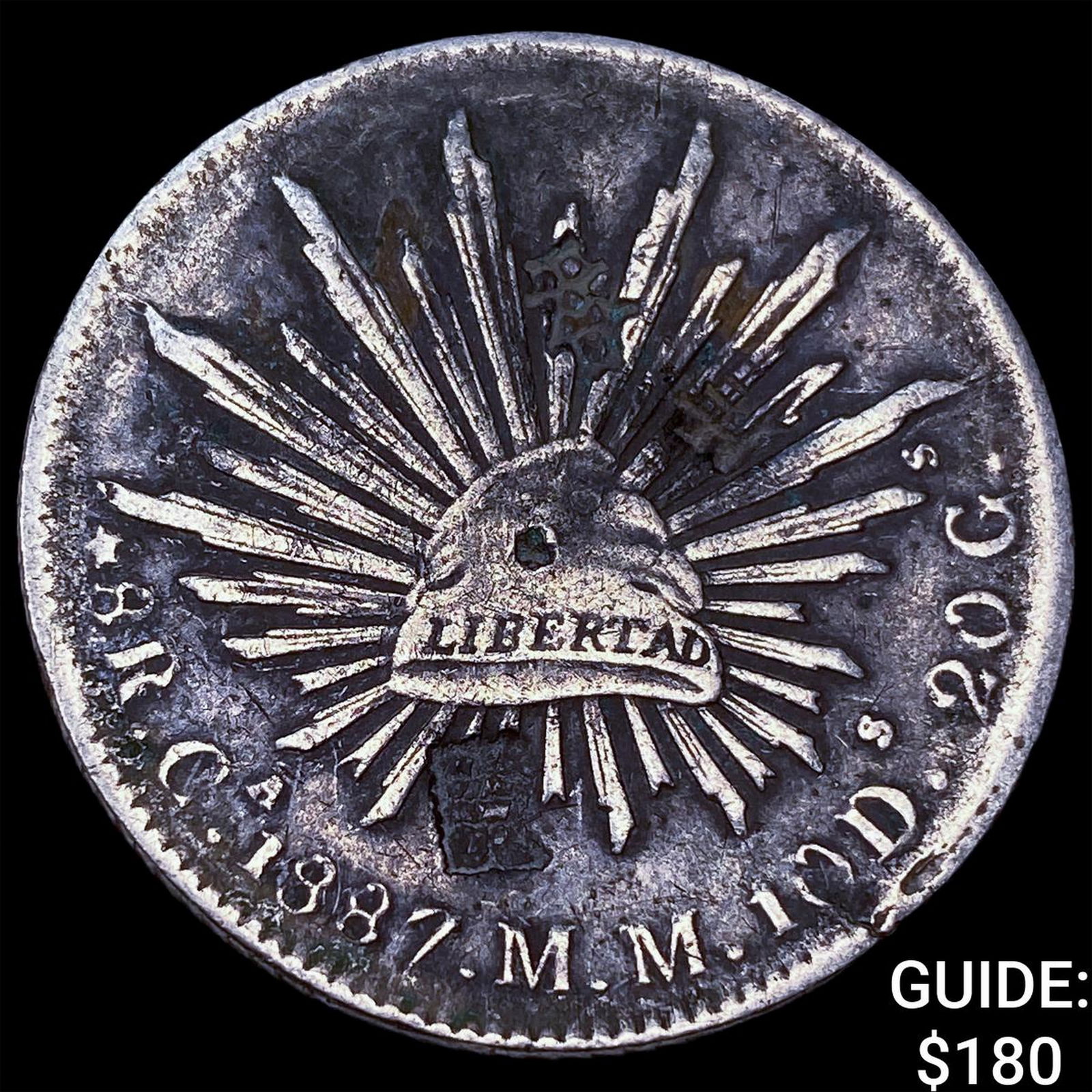 1887 Mexico Silver 8 Reales Chopmarks NEARLY UNCIRCULATED (1 of 2)