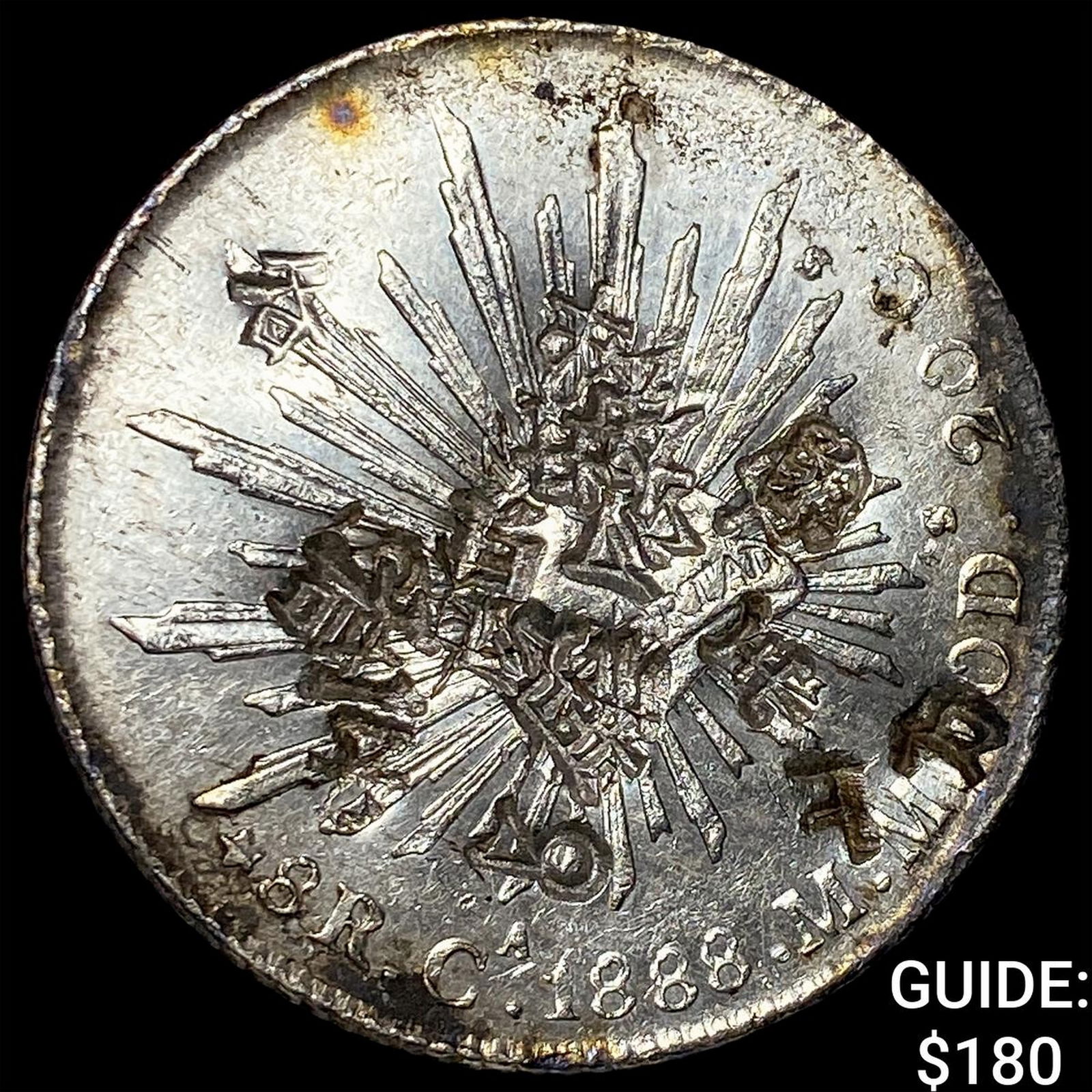 1888 Mexico Silver 8 Reales Chopmarks NEARLY UNCIRCULATED: 1888 Mexico Silver 8 Reales Chopmarks NEARLY UNCIRCULATED