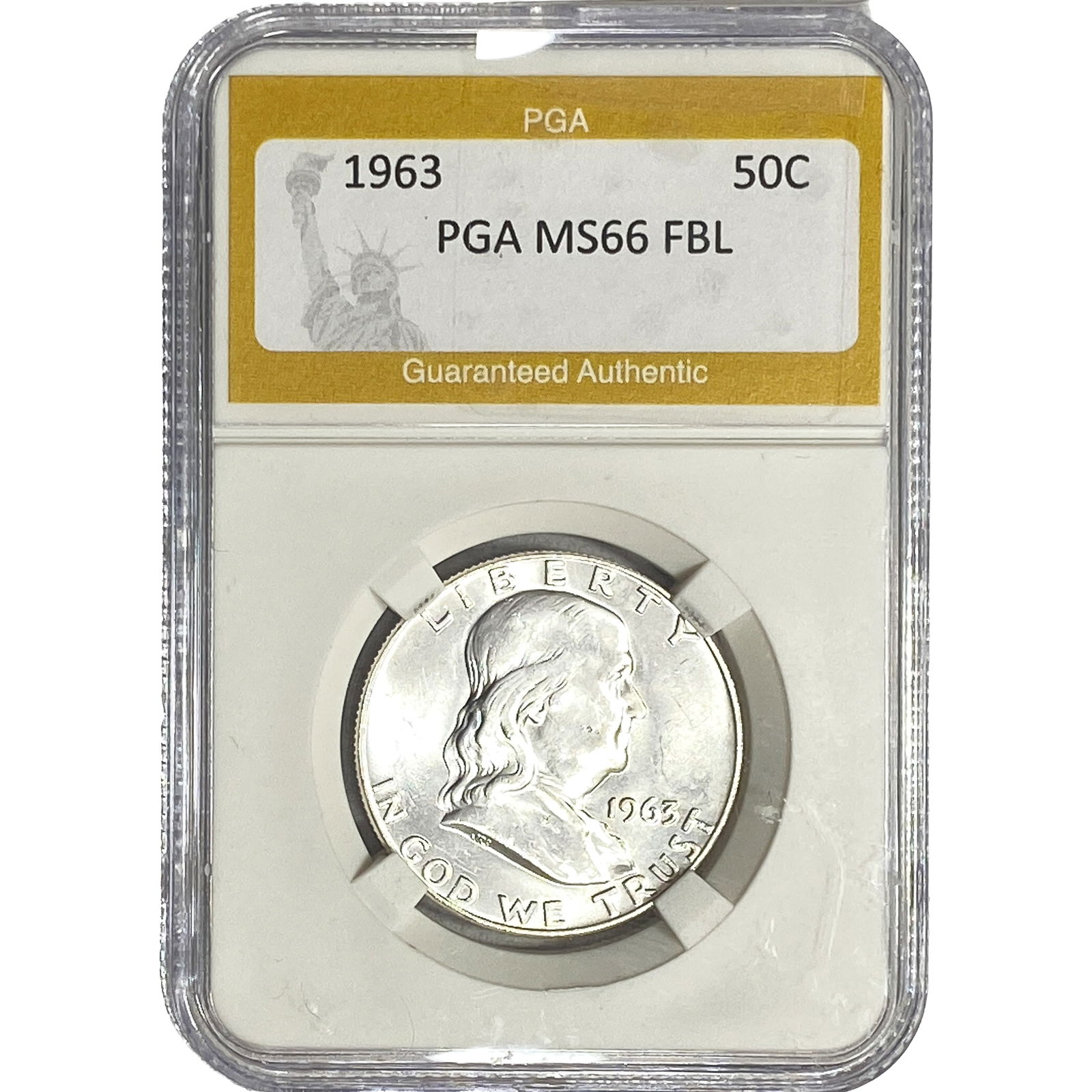1963 Franklin Half Dollar PGA MS66 FBL: 1963 Franklin Half Dollar PGA MS66 FBL