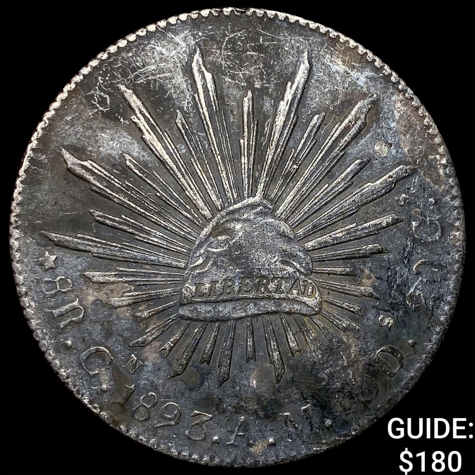 1893 Mexico Silver 8 Reales Chopmarks NEARLY UNCIRCULATED (1 of 2)