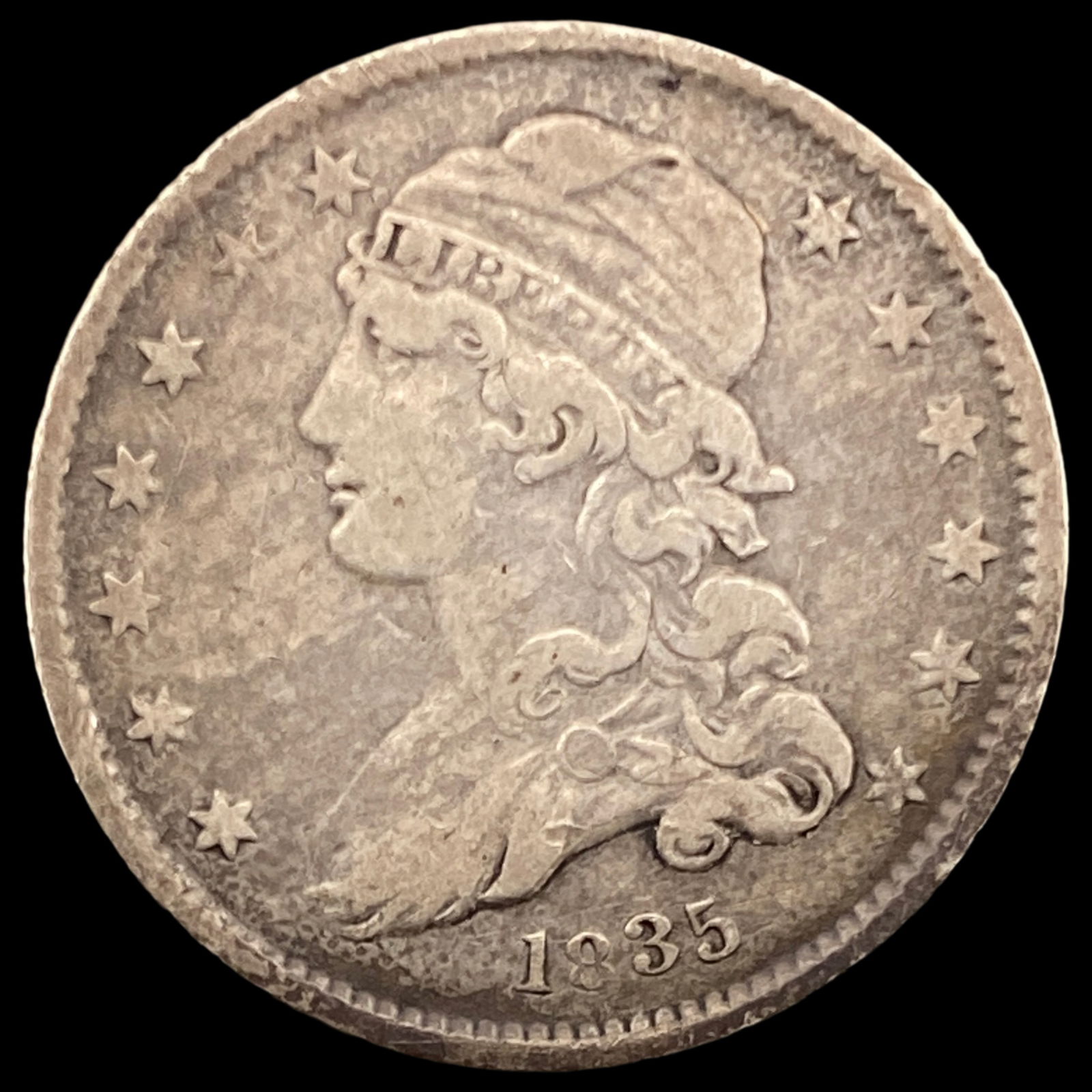 1835 Capped Bust Silver Quarter ABOUT UNCIRCULATED (1 of 2)