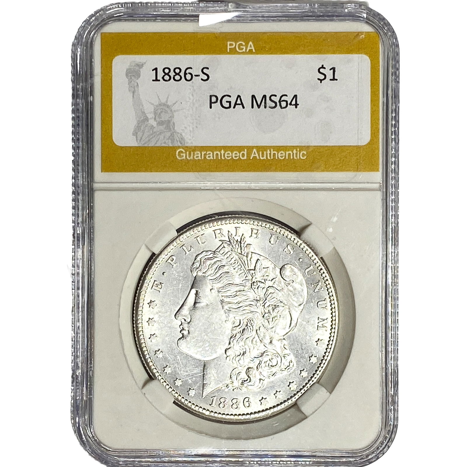 1886-S Morgan Silver Dollar PGA MS64: 1886-S Morgan Silver Dollar PGA MS64