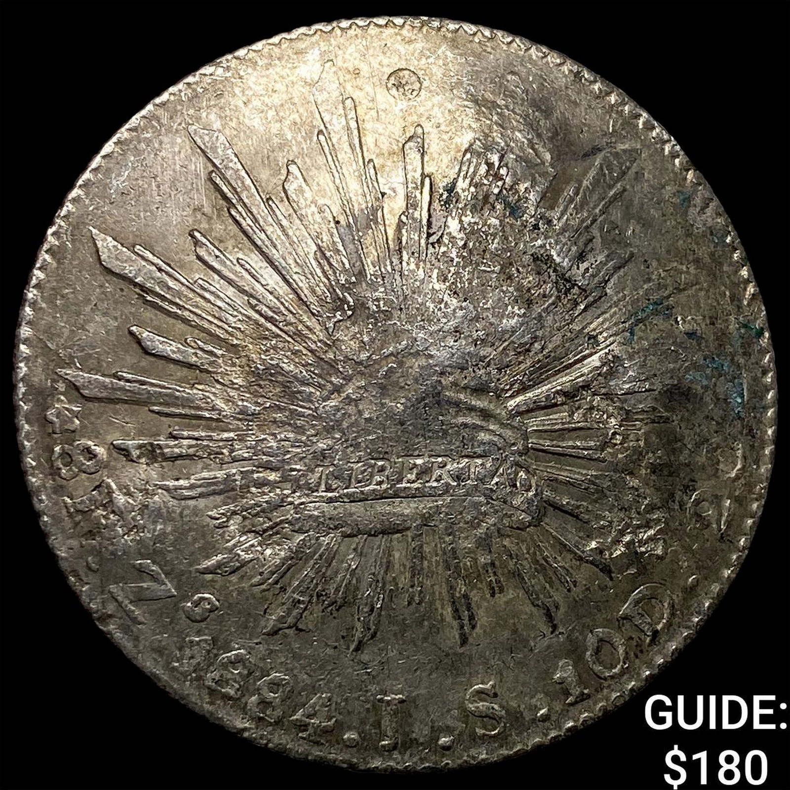 1884 Mexico Silver 8 Reales Chopmarks NEARLY UNCIRCULATED (1 of 2)