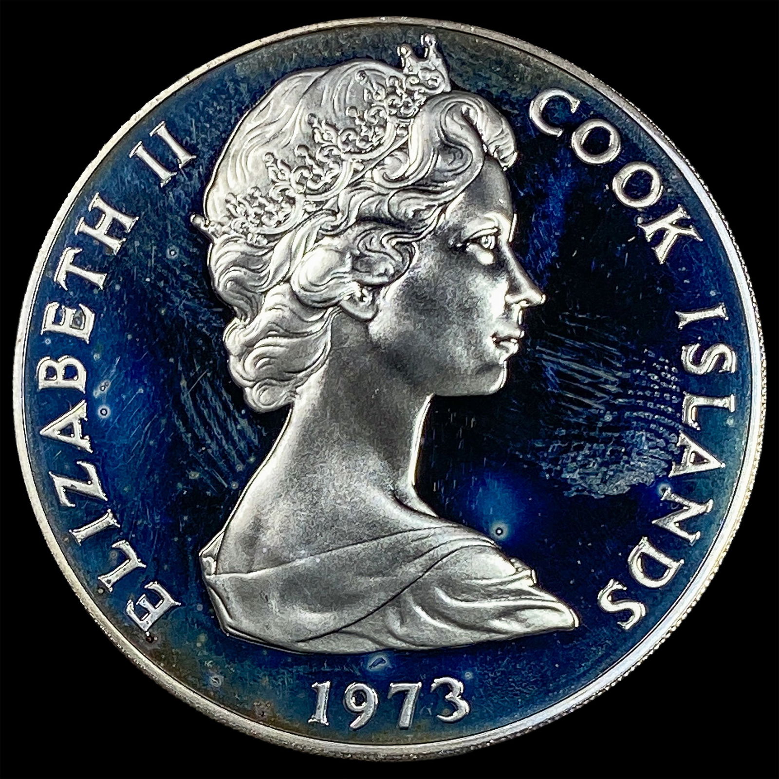 1973 Cook Islands Proof Silver 2 Dollars CHOICE AU: 1973 Cook Islands Proof Silver 2 Dollars CHOICE AU