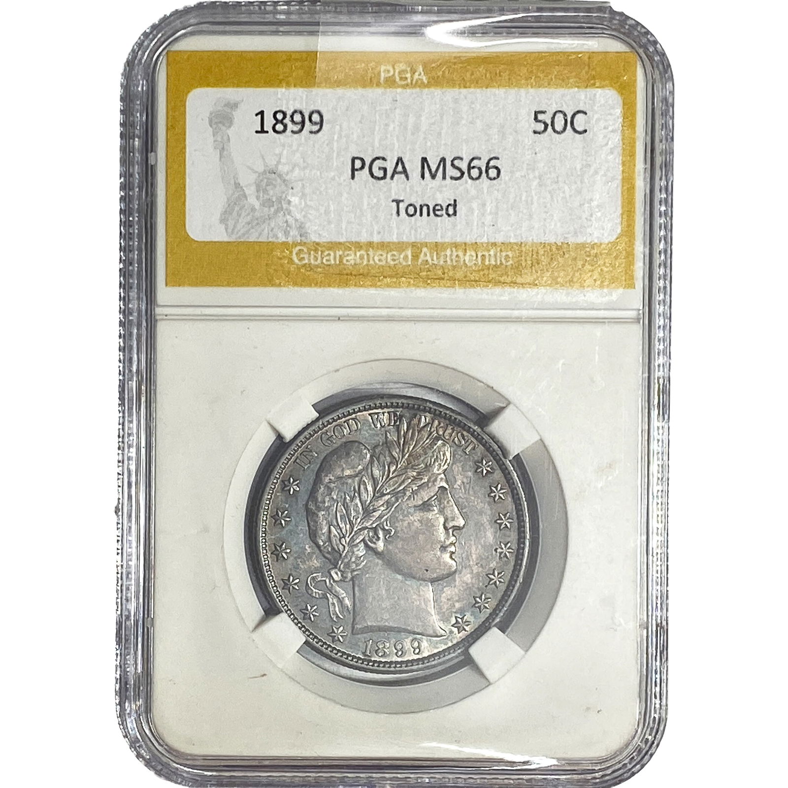 1899 Barber Half Dollar PGA MS66 Toned: 1899 Barber Half Dollar PGA MS66 Toned
