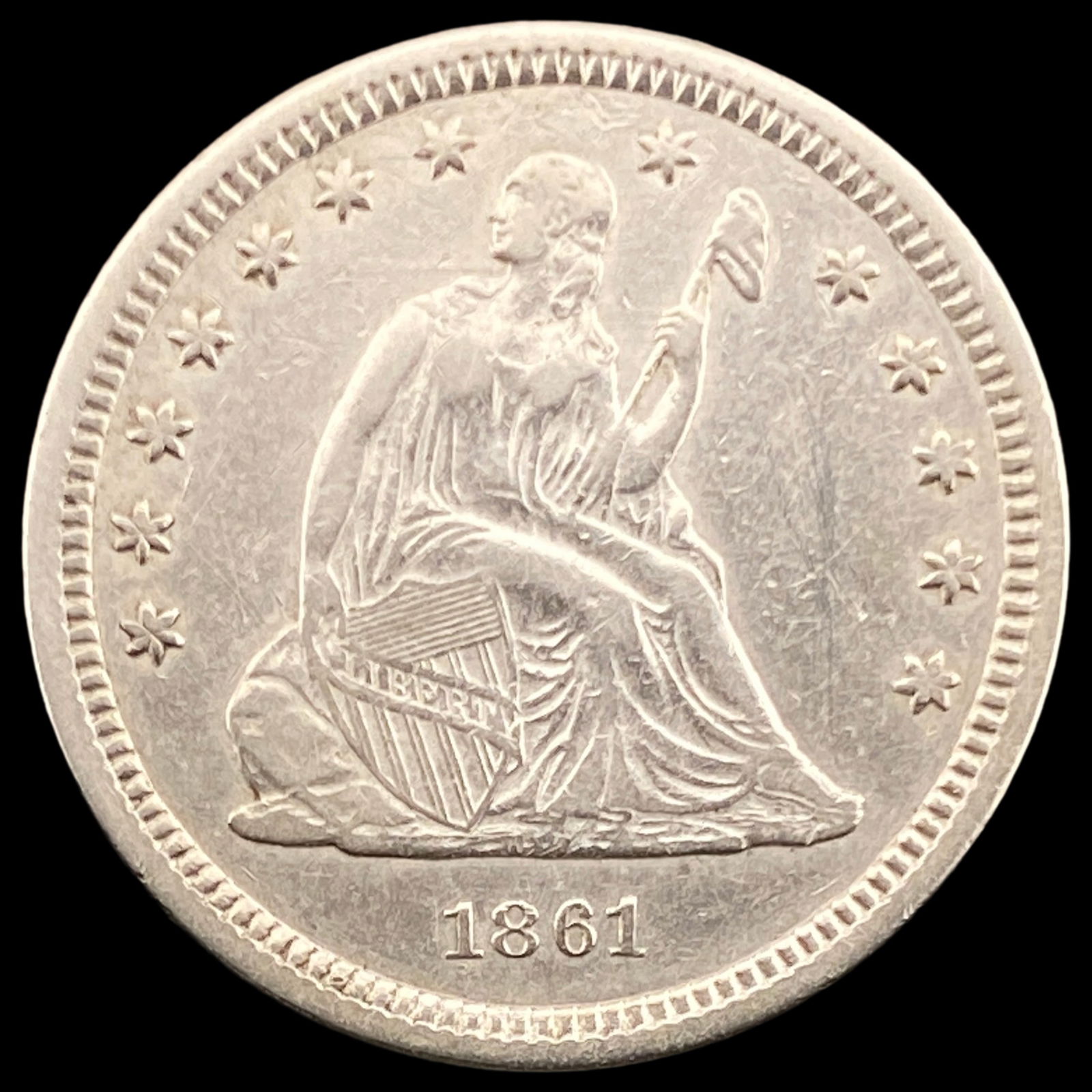 1861 Seated Liberty Quarter CLOSELY UNCIRCULATED (1 of 2)