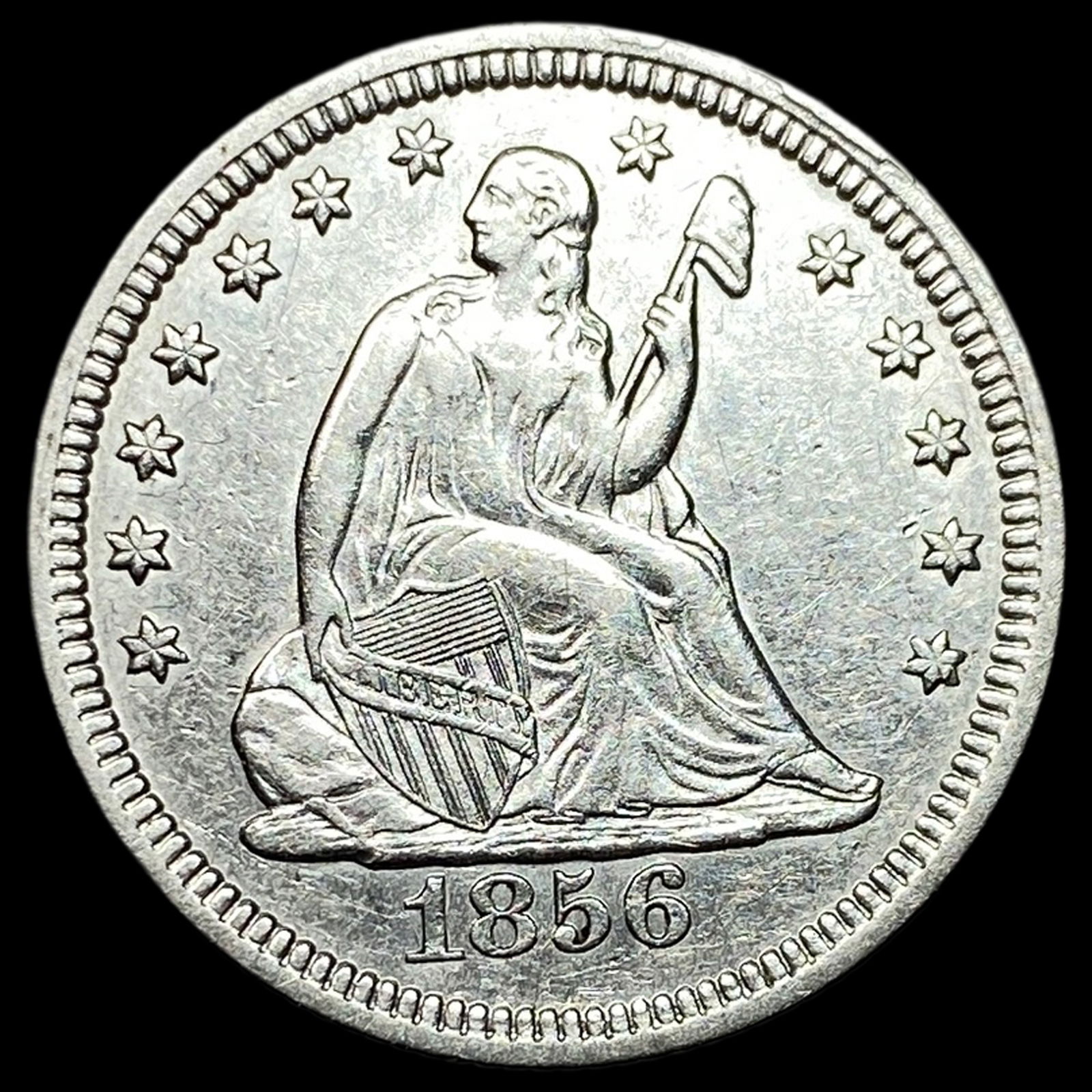 1856 Silver Seated Liberty Quarter CLOSELY UNCIRCULATED: 1856 Silver Seated Liberty Quarter CLOSELY UNCIRCULATED