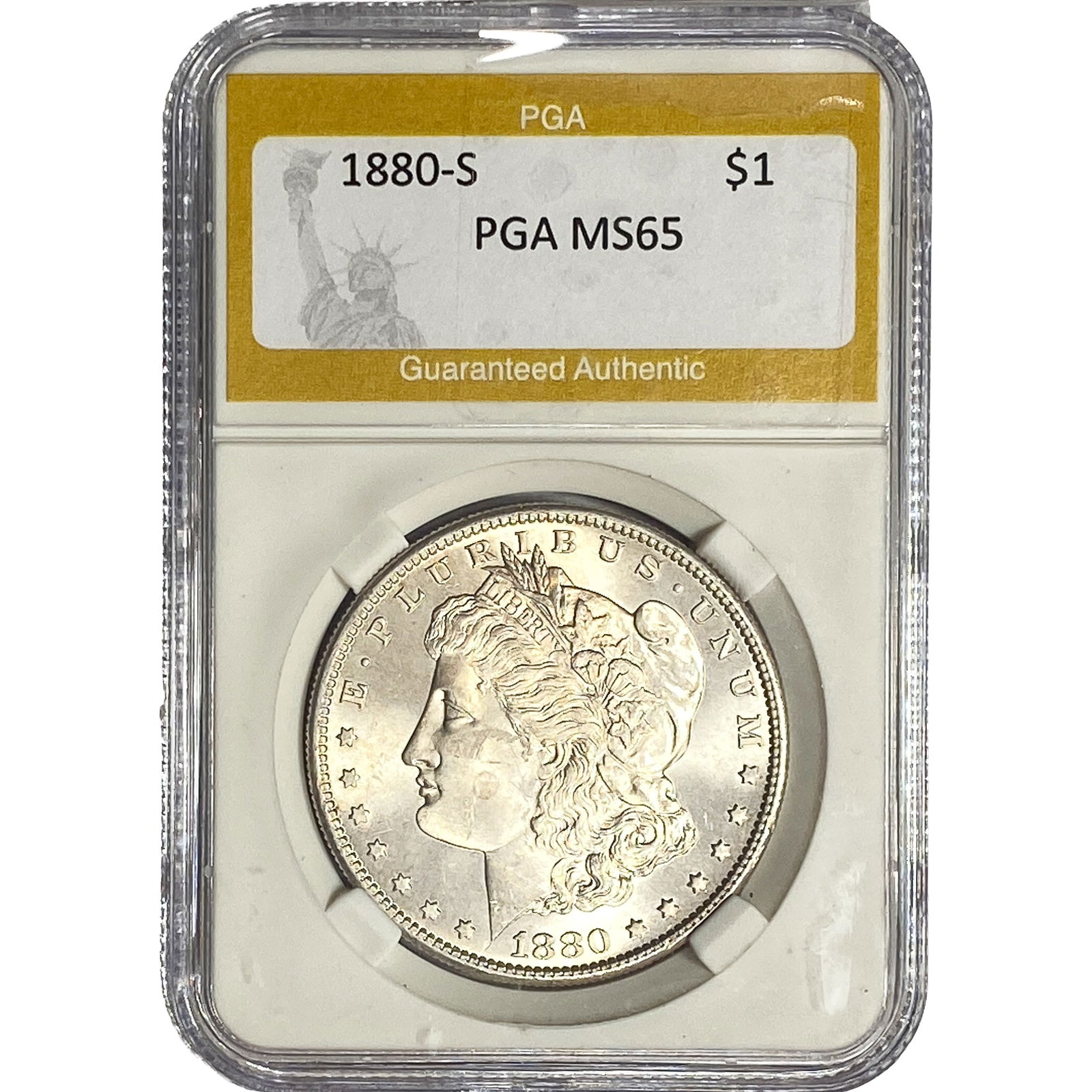 1880-S Morgan Silver Dollar PGA MS65: 1880-S Morgan Silver Dollar PGA MS65