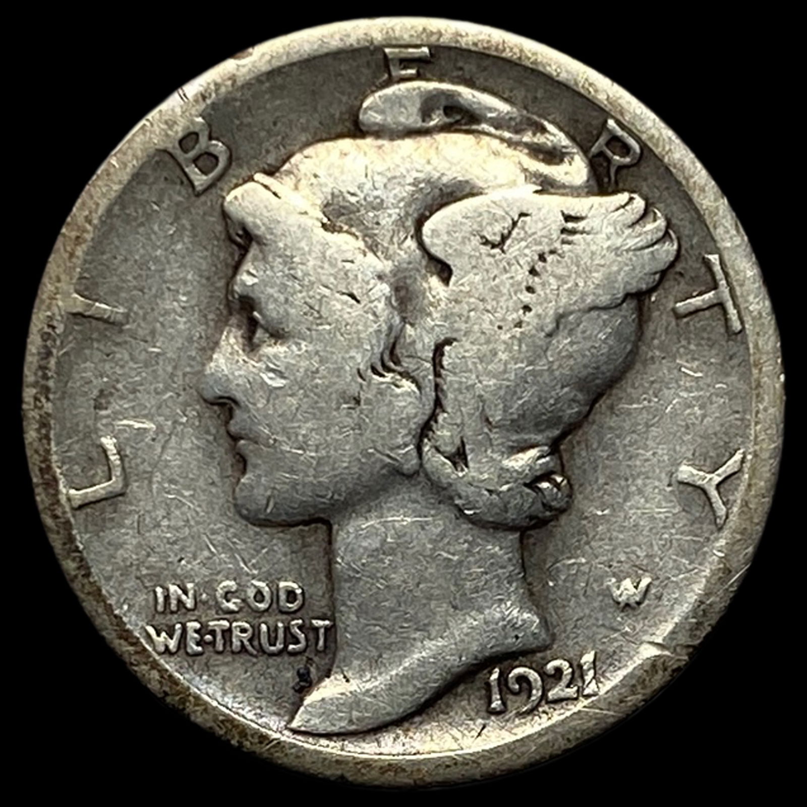 1921-D Silver Mercury Dime LIGHTLY CIRCULATED (1 of 2)