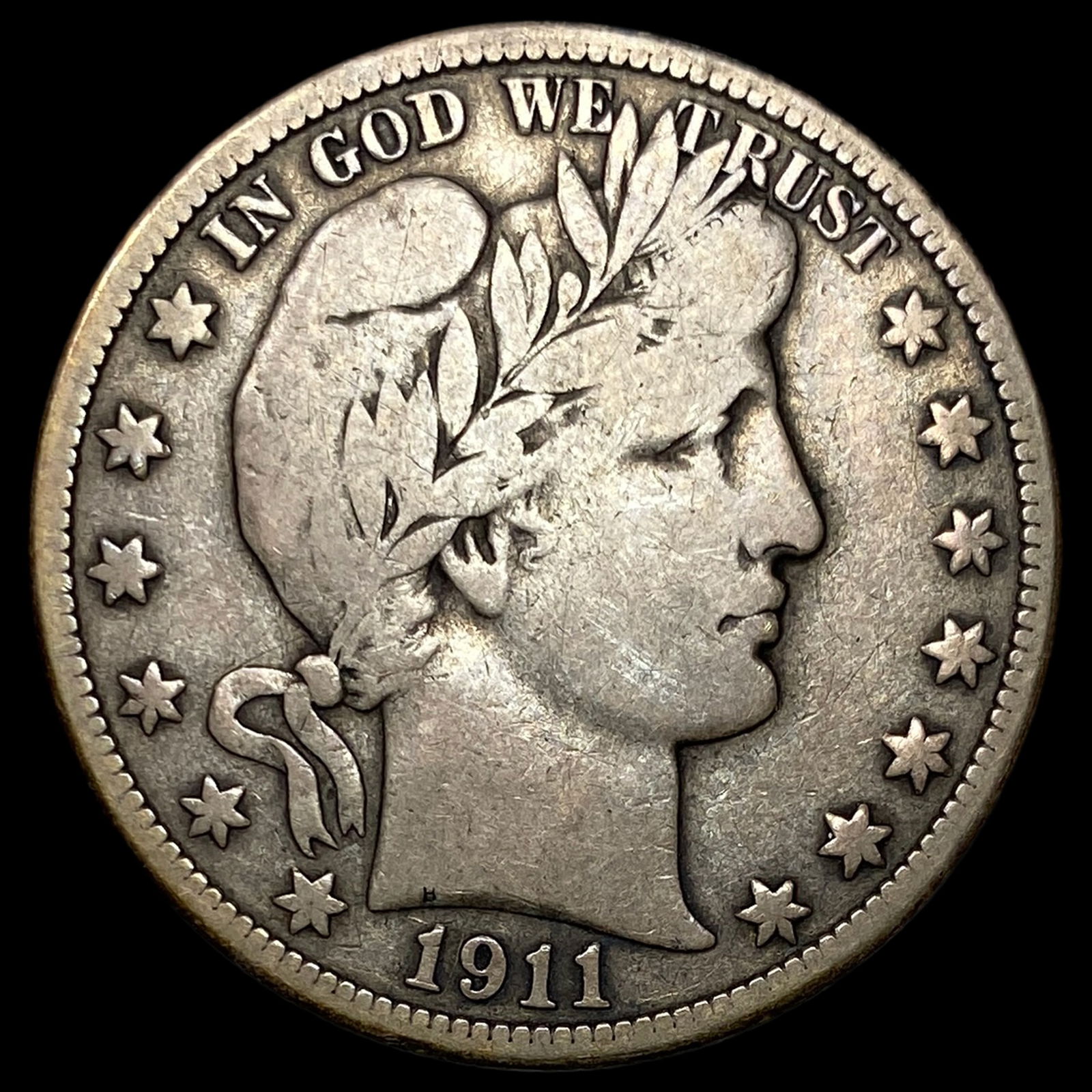 1911-D Silver Barber Half Dollar NICELY CIRCULATED: 1911-D Silver Barber Half Dollar NICELY CIRCULATED