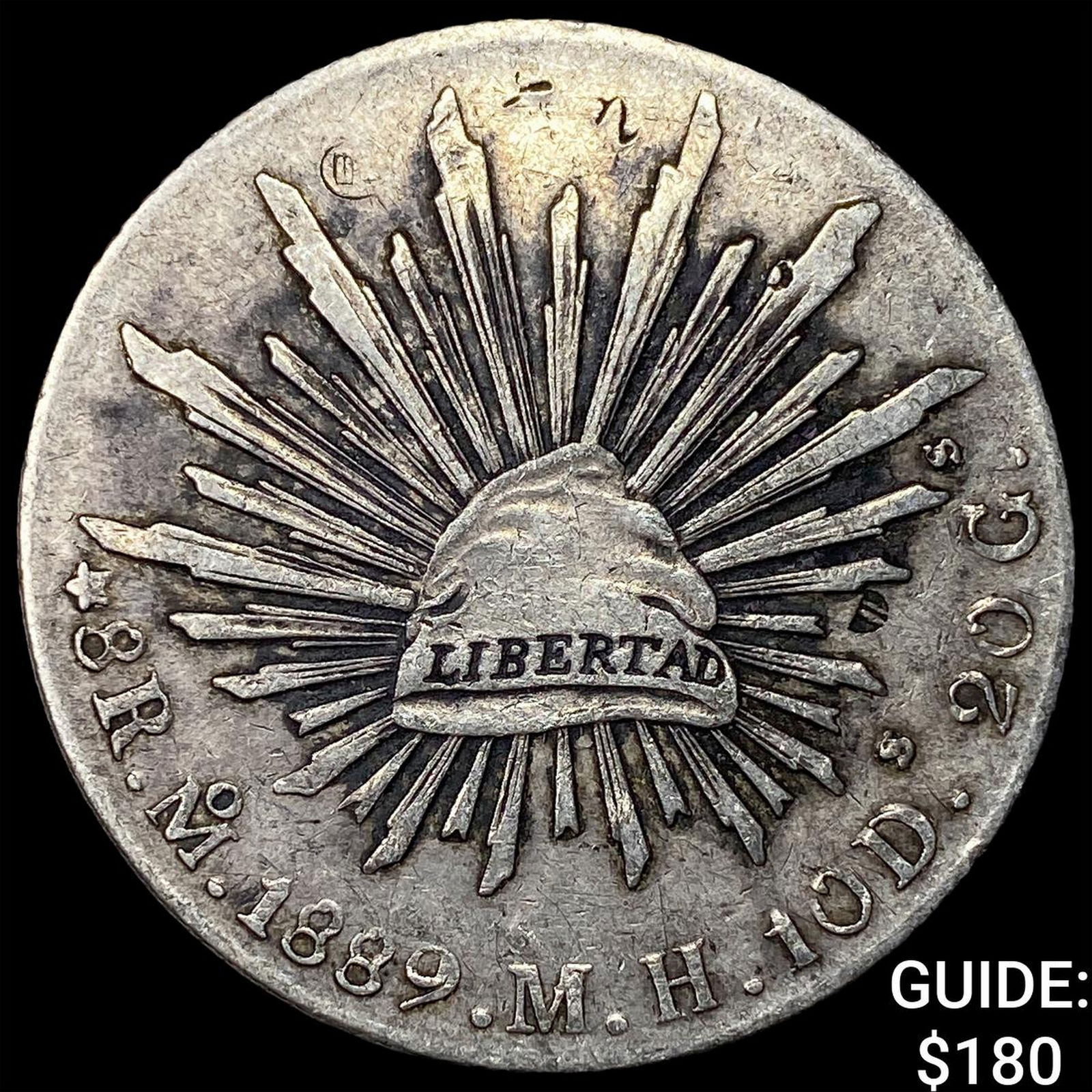 1889 Mexico Silver 8 Reales Chopmarks NEARLY UNCIRCULATED (1 of 2)