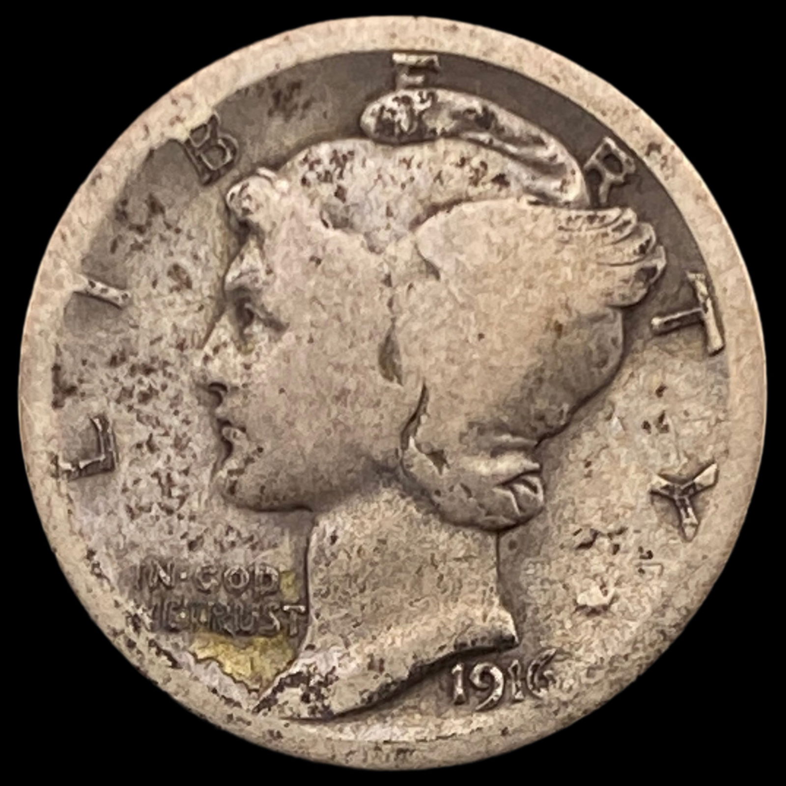 1916-D Silver Mercury Dime NICELY CIRCULATED (1 of 2)