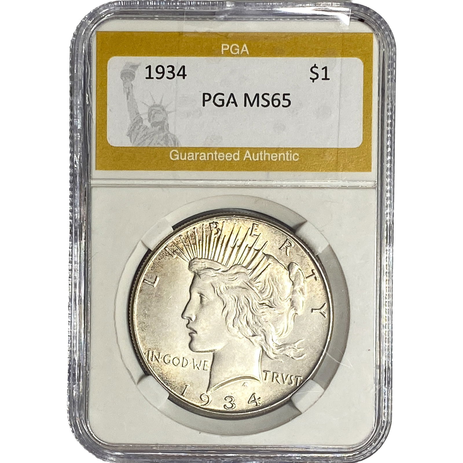 1934 Silver Peace Dollar PGA MS65: 1934 Silver Peace Dollar PGA MS65