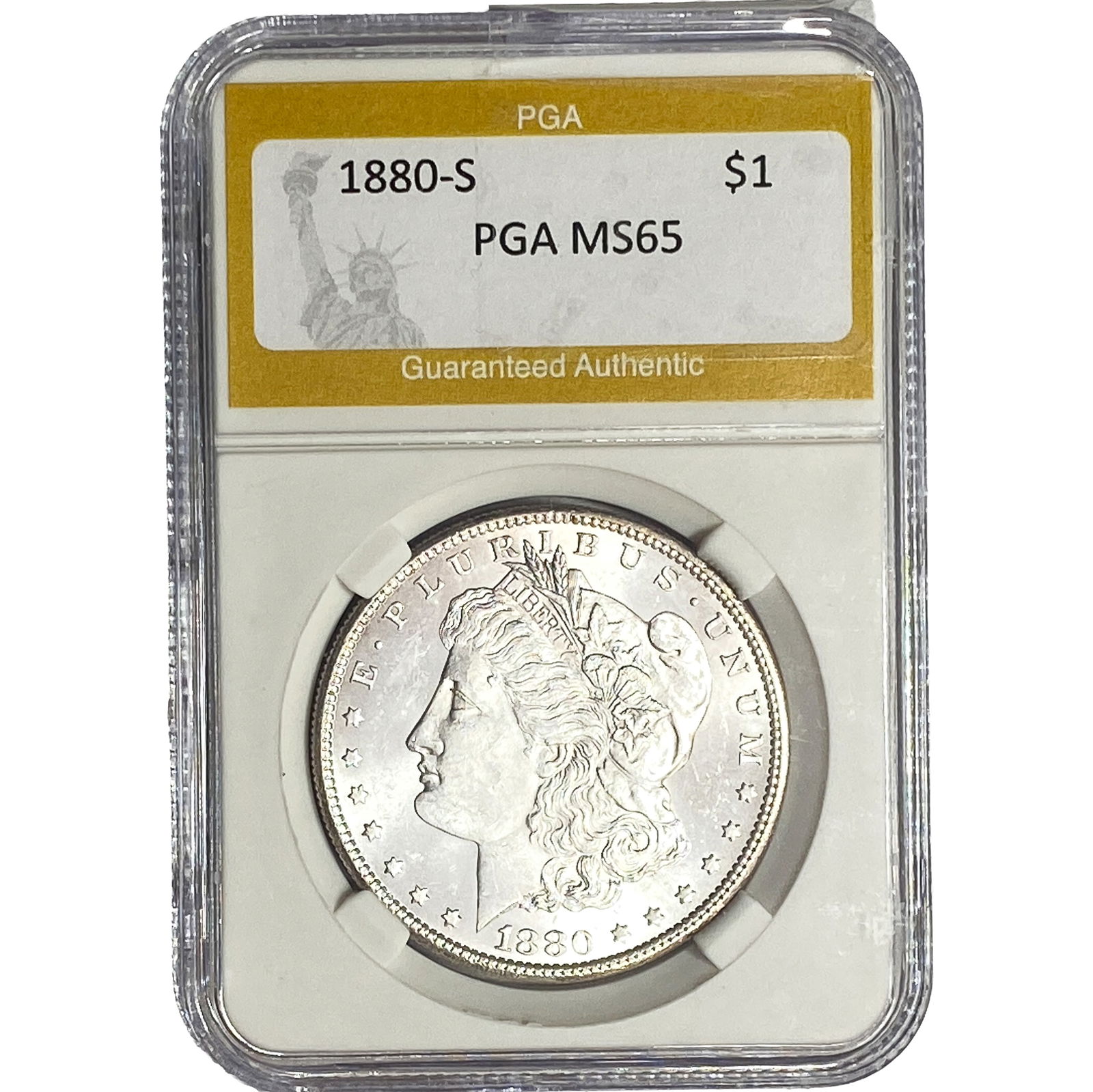 1880-S Morgan Silver Dollar PGA MS65: 1880-S Morgan Silver Dollar PGA MS65