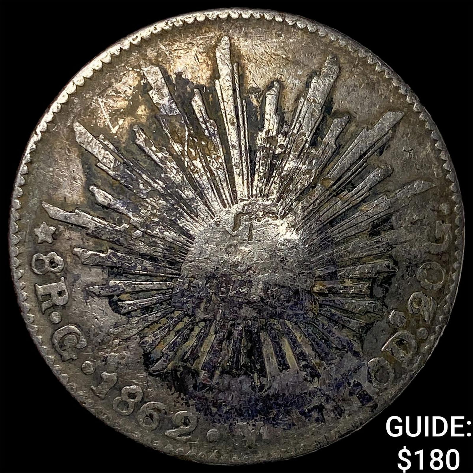 1862 Mexico Silver 8 Reales Chopmarks NEARLY UNCIRCULATED (1 of 2)