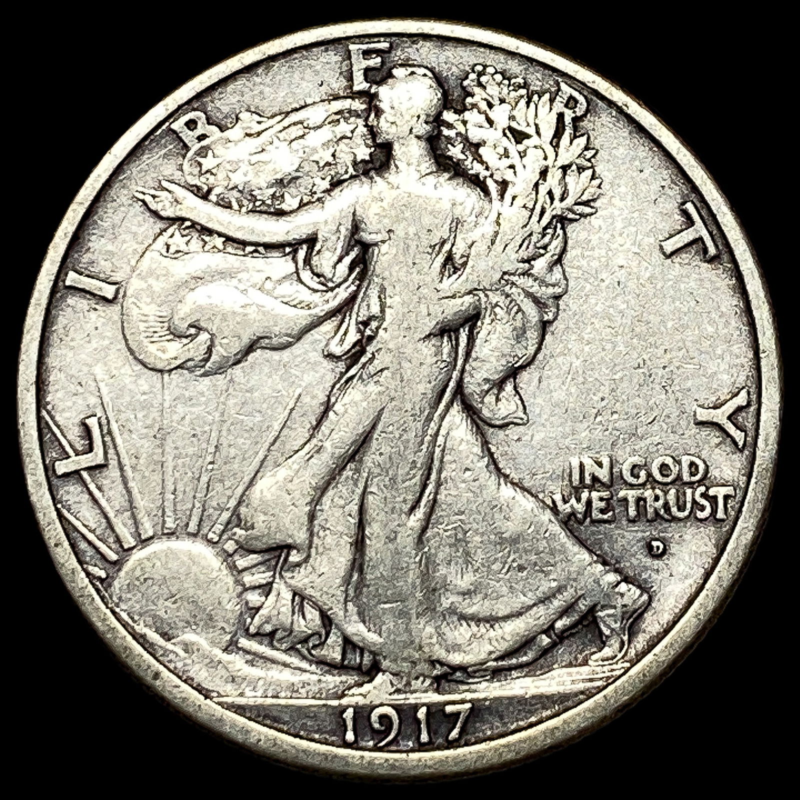 1917-D Walking Liberty Half Dollar ABOUT UNCIRCULATED (1 of 2)