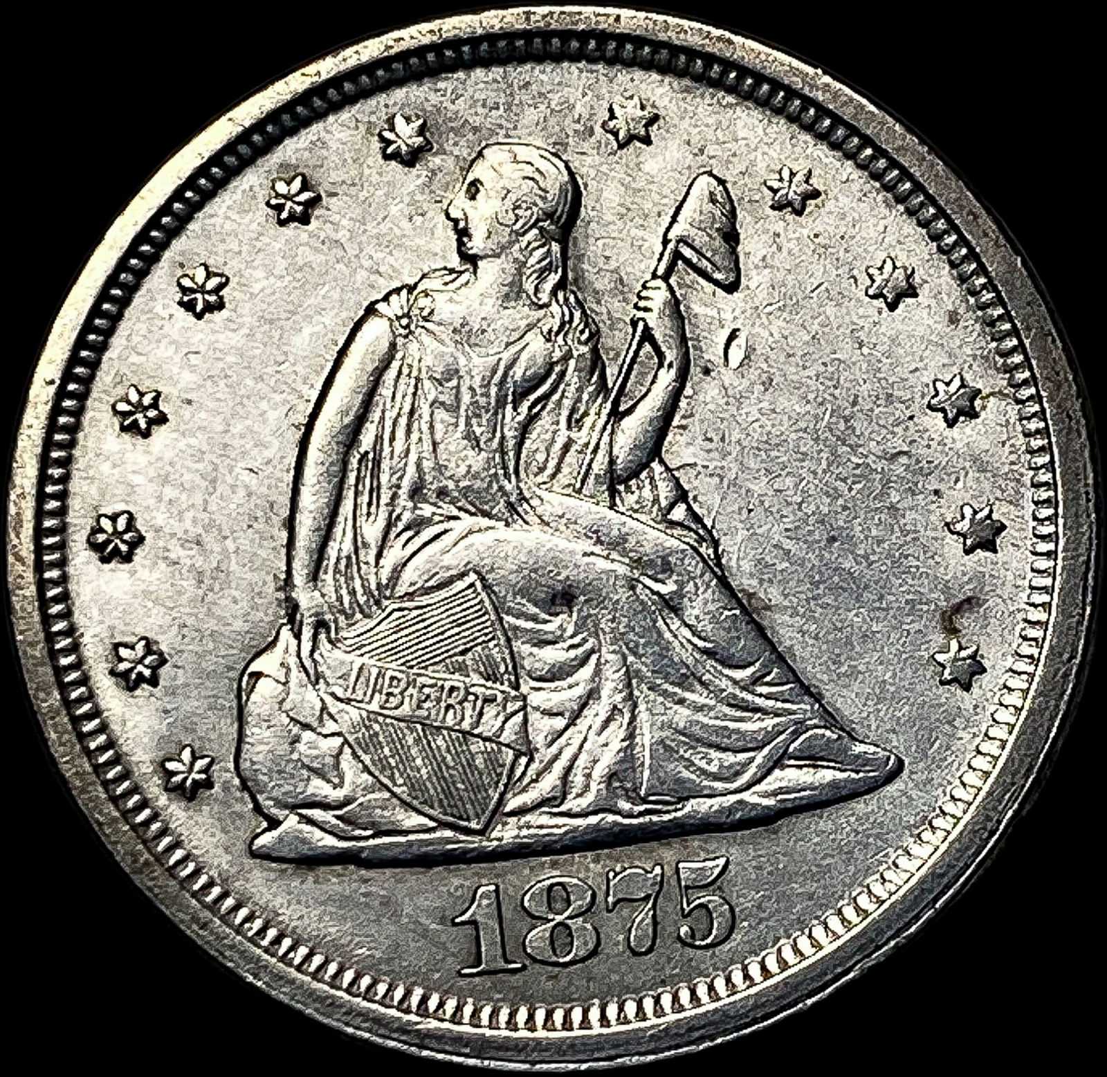 1875-S Silver Twenty Cents CLOSELY UNCIRCULATED (1 of 2)