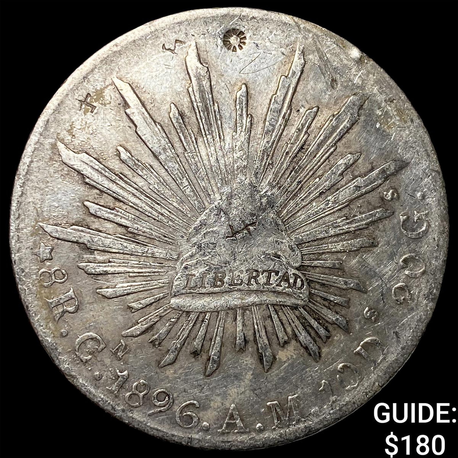 1896 Mexico Silver 8 Reales Chopmarks NEARLY UNCIRCULATED (1 of 2)
