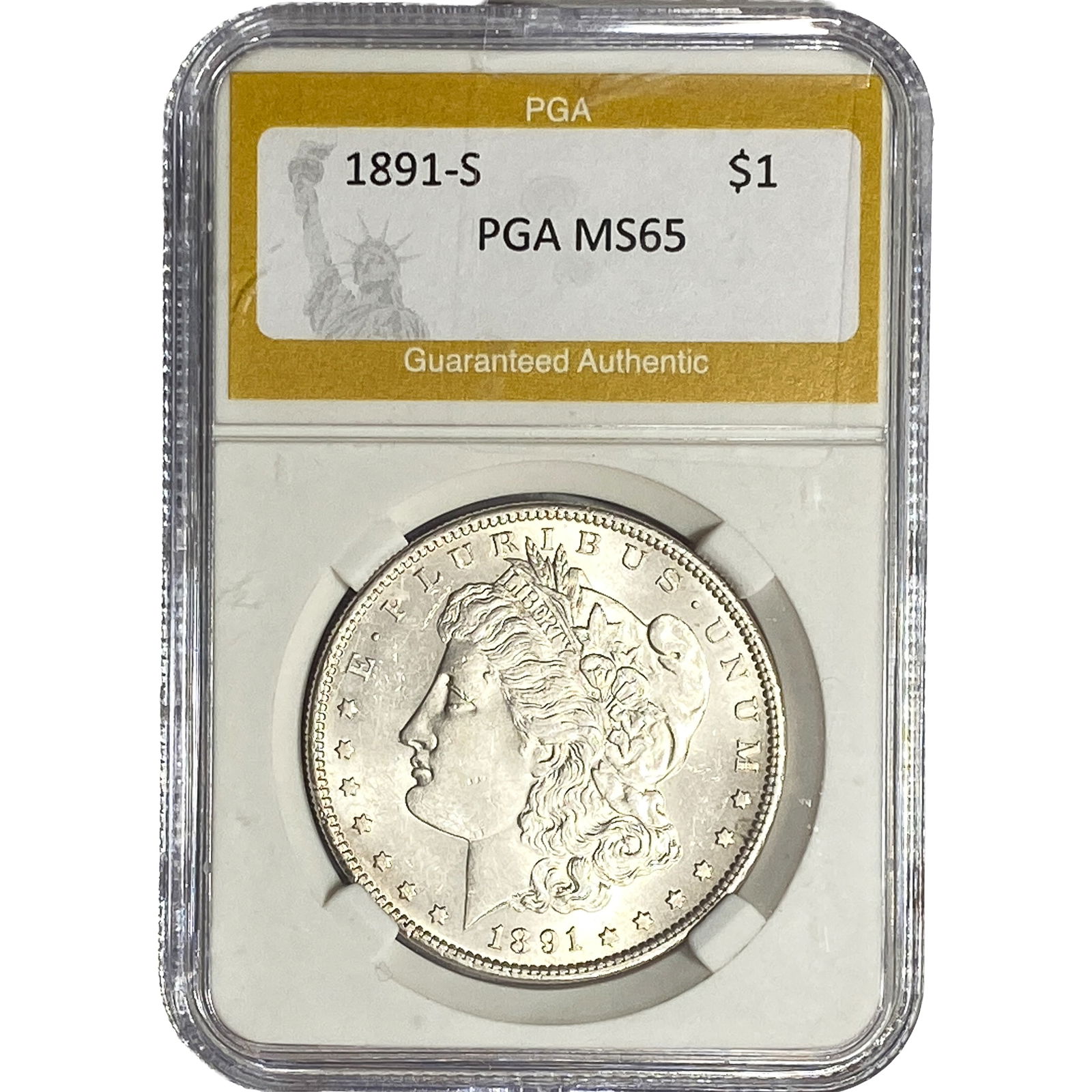 1891-S Morgan Silver Dollar PGA MS65: 1891-S Morgan Silver Dollar PGA MS65