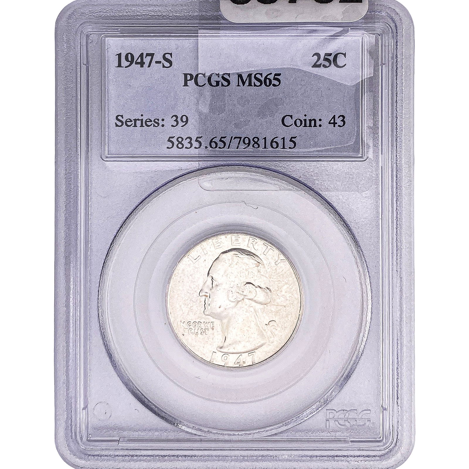 1947-S Washington Silver Quarter PCGS MS65: 1947-S Washington Silver Quarter PCGS MS65