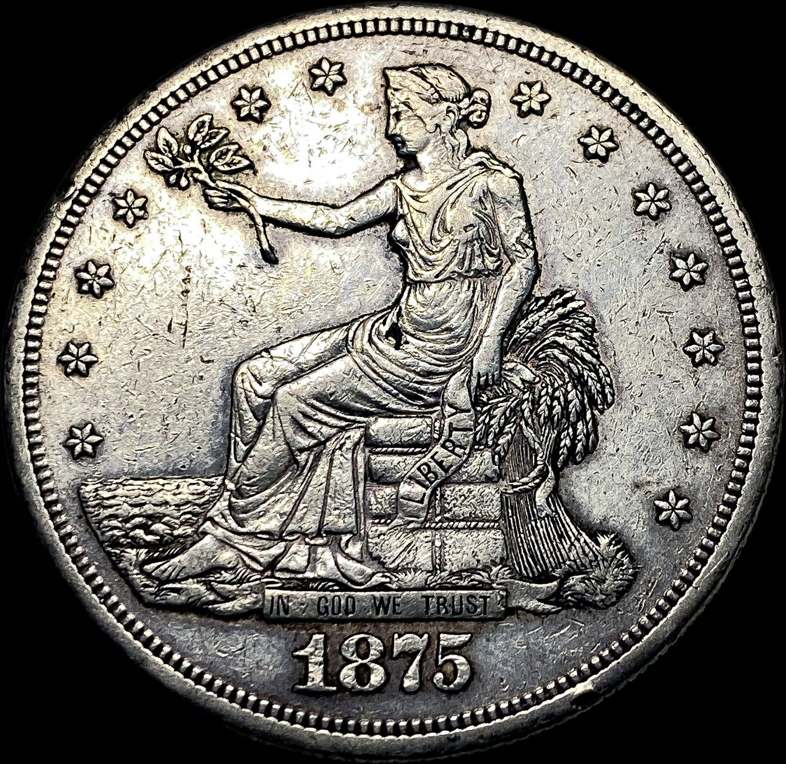 1875-S Silver Trade Dollar ABOUT UNCIRCULATED: 1875-S Silver Trade Dollar ABOUT UNCIRCULATED