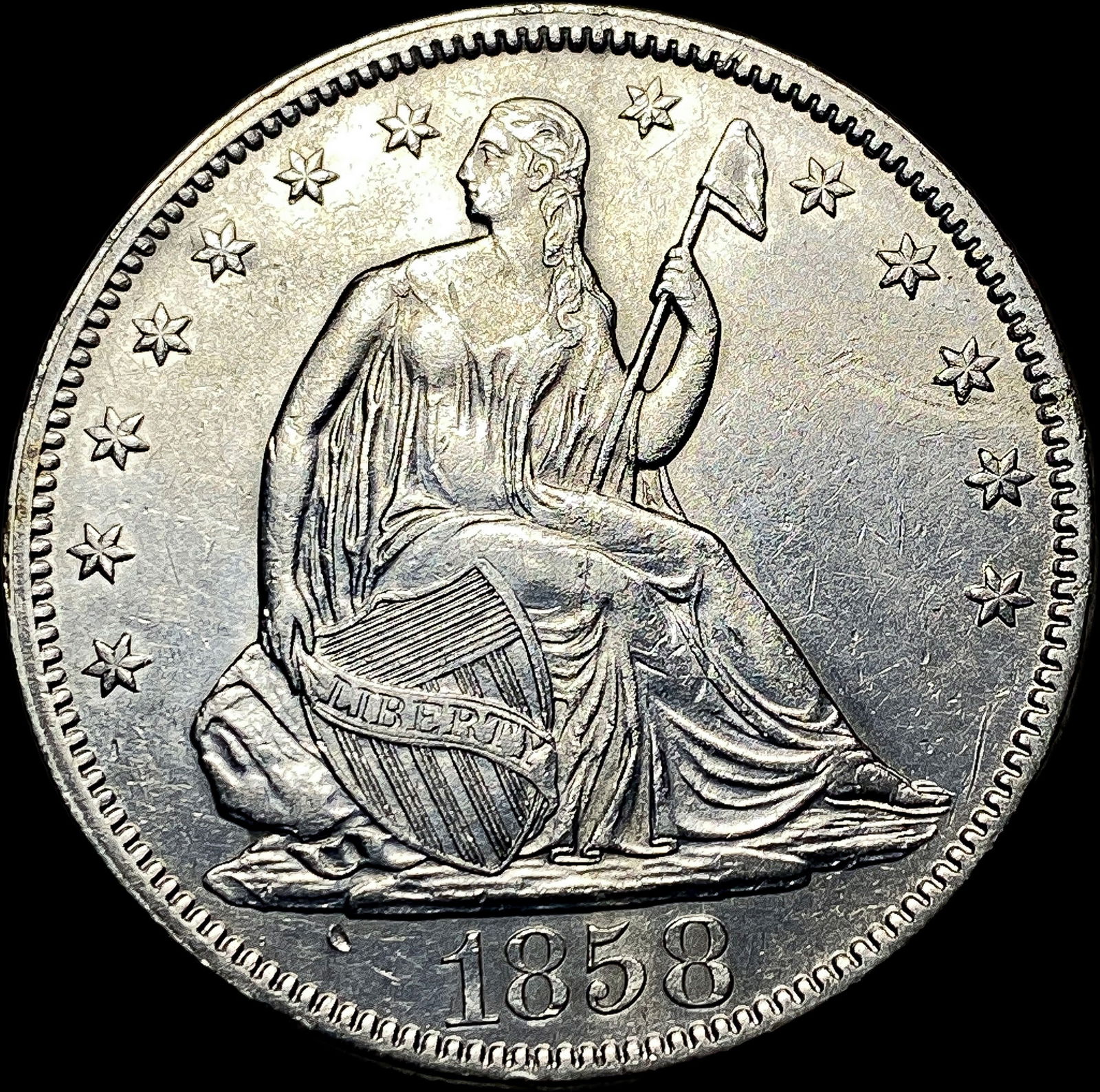 1858 Seated Liberty Half Dollar LIGHTLY CIRCULATED (1 of 2)