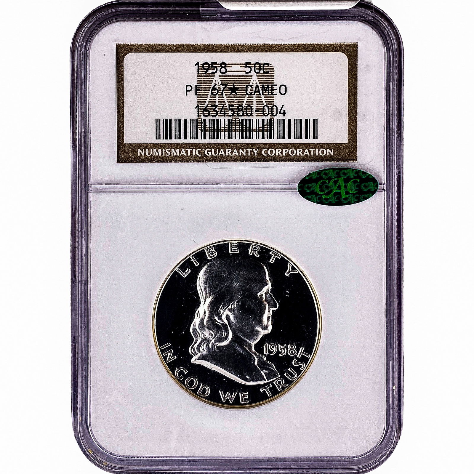 1958 CAC Franklin Half Dollar NGC PF67*: 1958 CAC Franklin Half Dollar NGC PF67*
