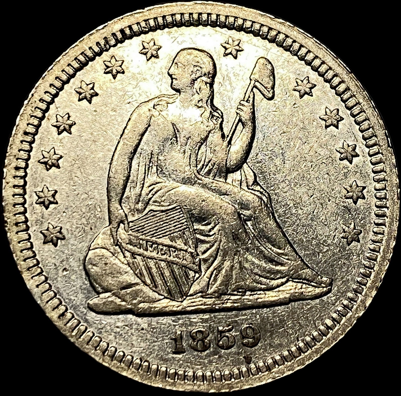 1859 Seated Liberty Quarter CLOSELY UNCIRCULATED (1 of 2)
