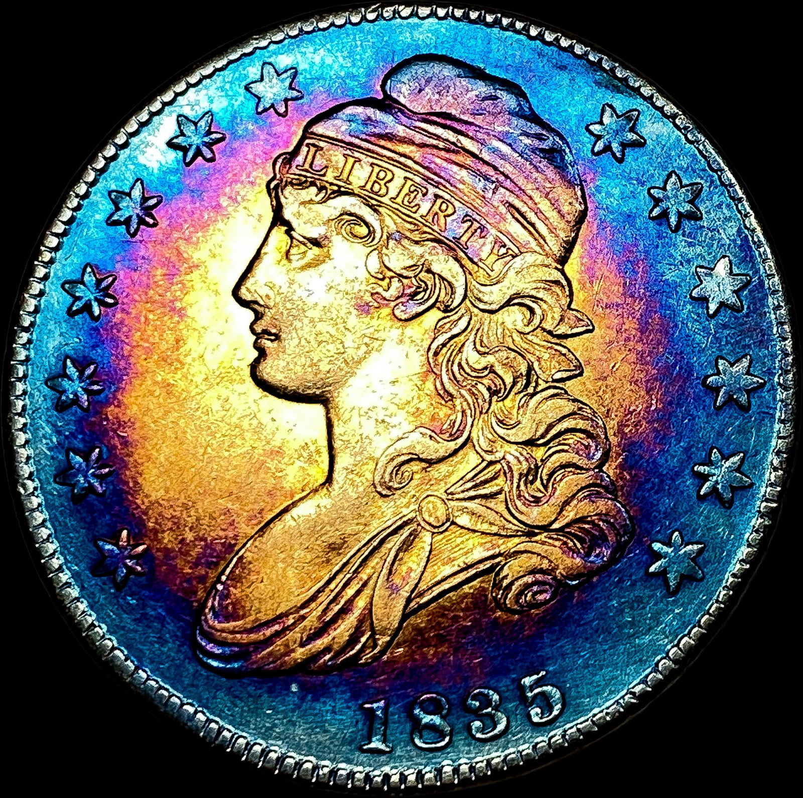 1835 Capped Bust Half Dollar CLOSELY UNCIRCULATED: 1835 Capped Bust Half Dollar CLOSELY UNCIRCULATED