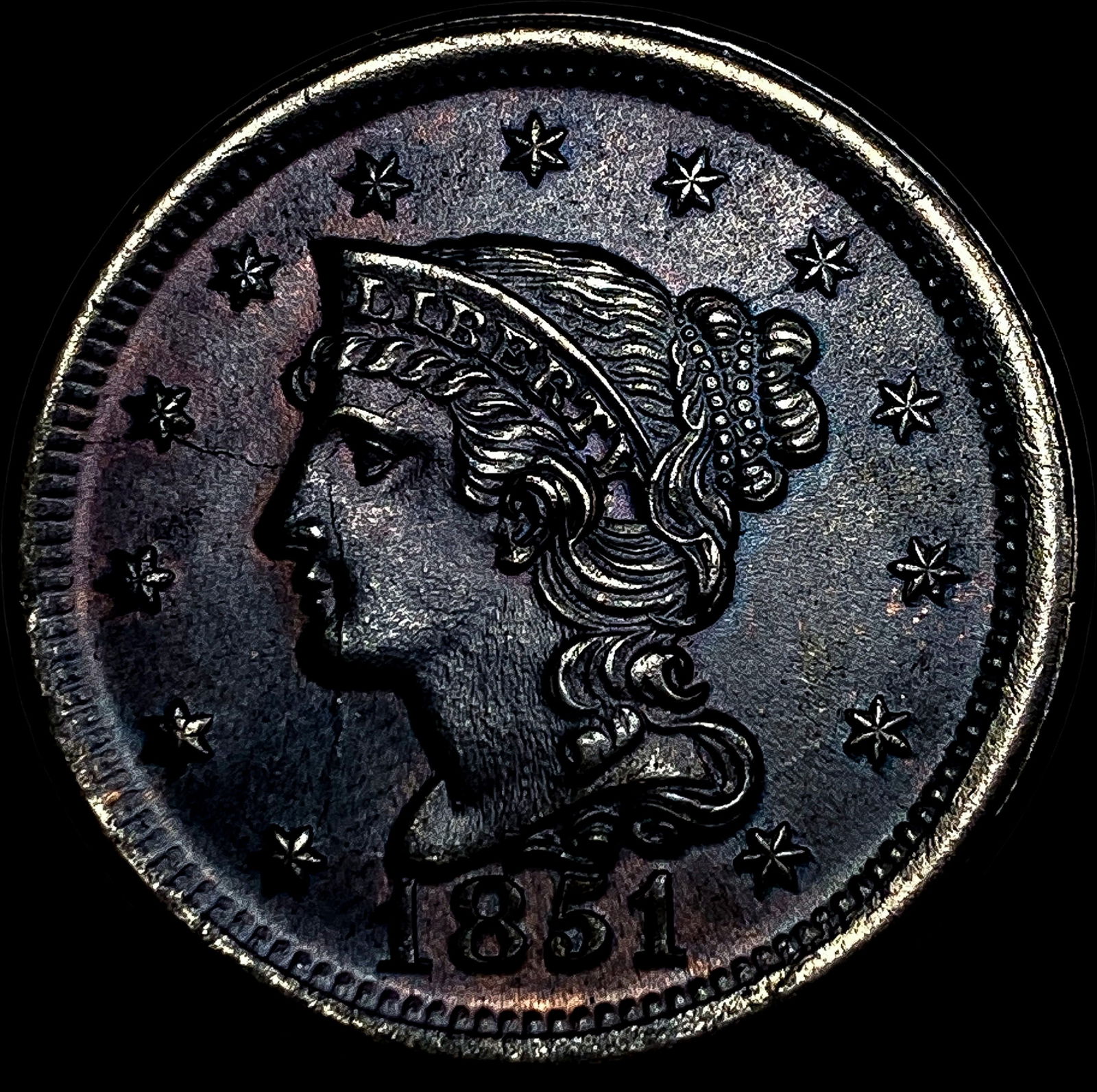 1851 Braided Hair Large Cent UNCIRCULATED: 1851 Braided Hair Large Cent UNCIRCULATED