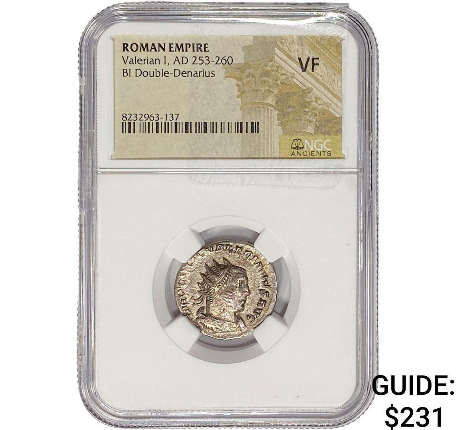 Roman Valerian I, AD 253-260 BI Double-Denarius: Roman Valerian I, AD 253-260 BI Double-Denarius