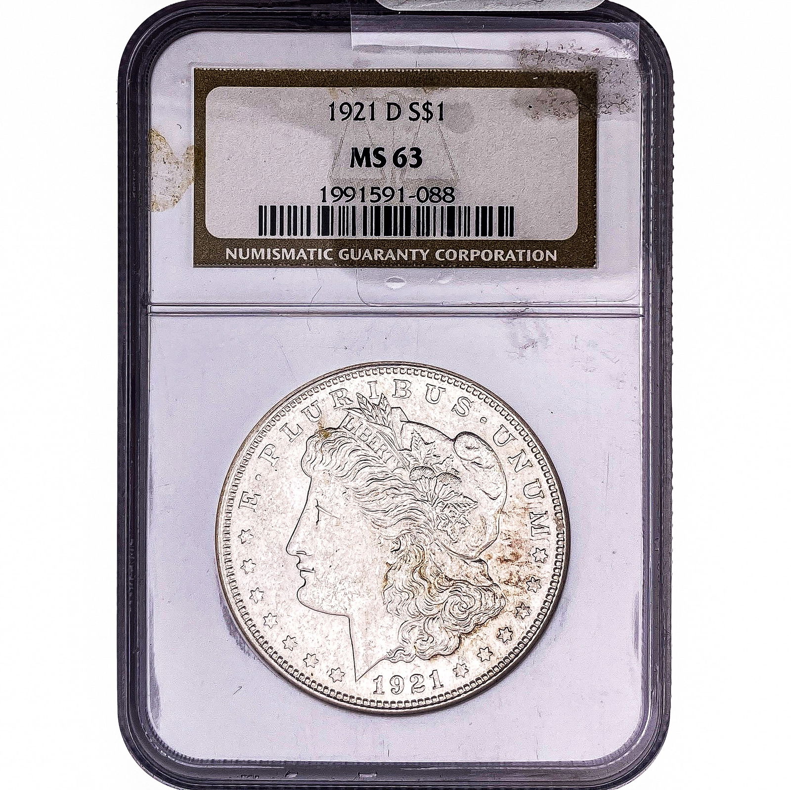 1921-D Morgan Silver Dollar NGC MS63: 1921-D Morgan Silver Dollar NGC MS63