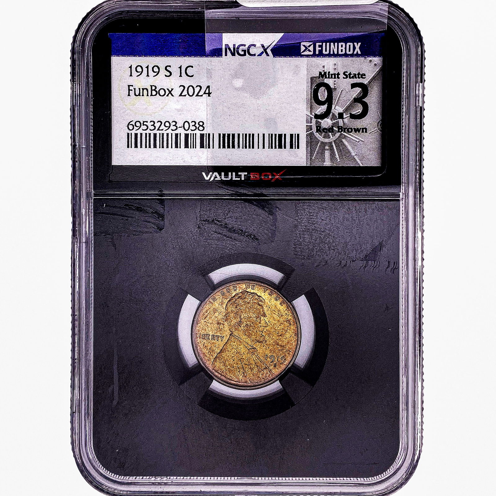 1919-S Wheat Cent NGC FunBox 2024 MS 9.3 RB: 1919-S Wheat Cent NGC FunBox 2024 MS 9.3 RB