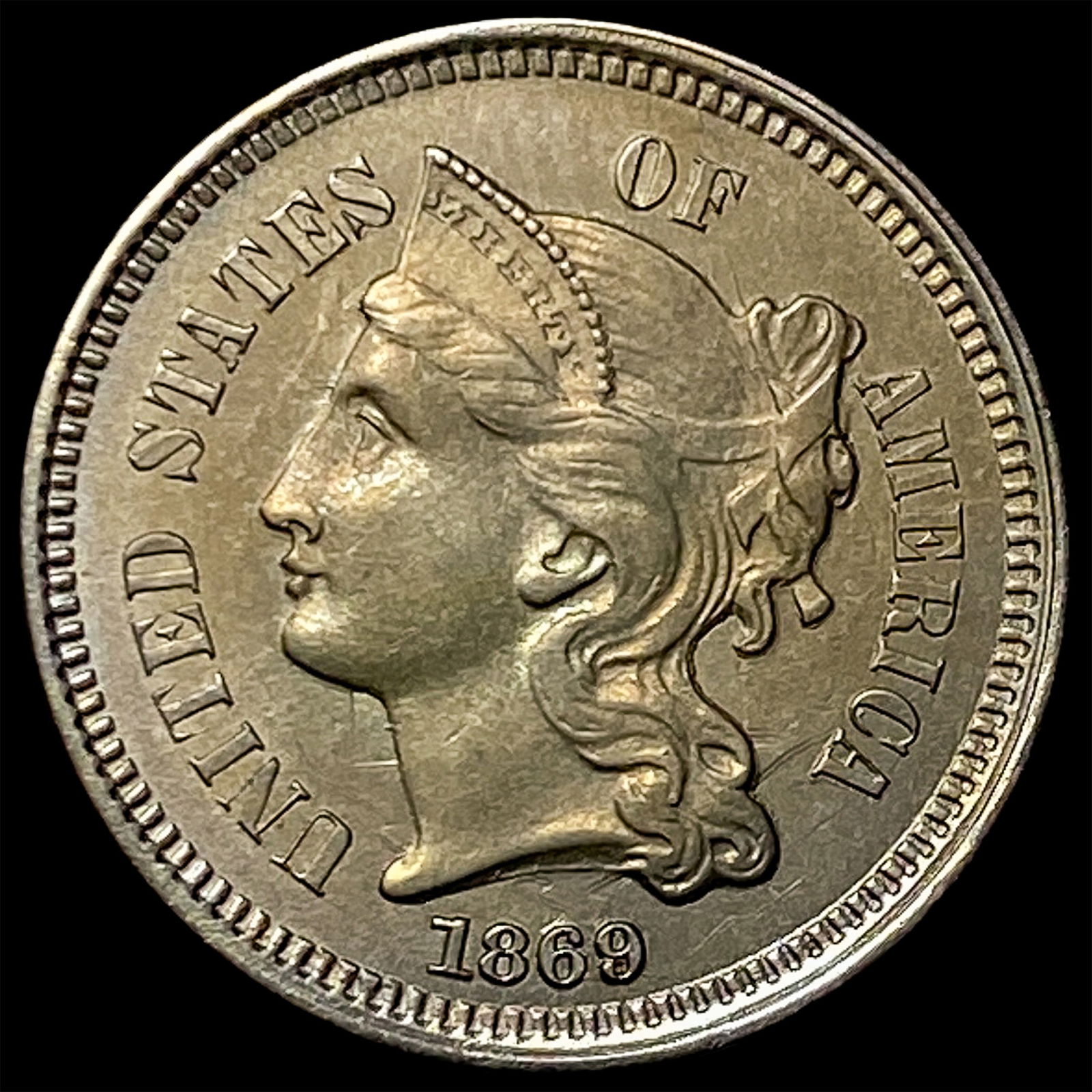 1869 Nickel Three-Cent Piece UNCIRCULATED (1 of 2)