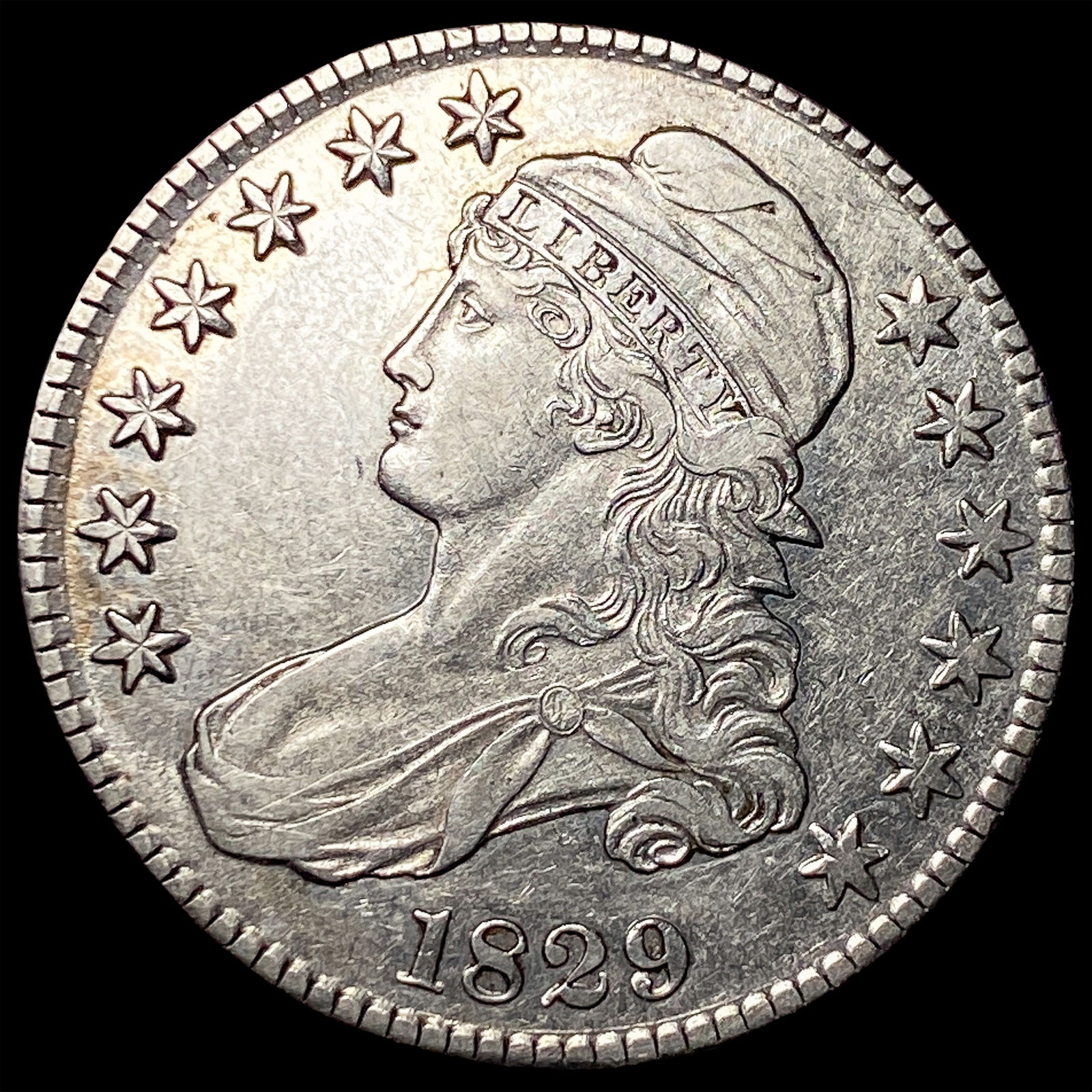 1829 Capped Bust Half Dollar CLOSELY UNCIRCULATED: 1829 Capped Bust Half Dollar CLOSELY UNCIRCULATED