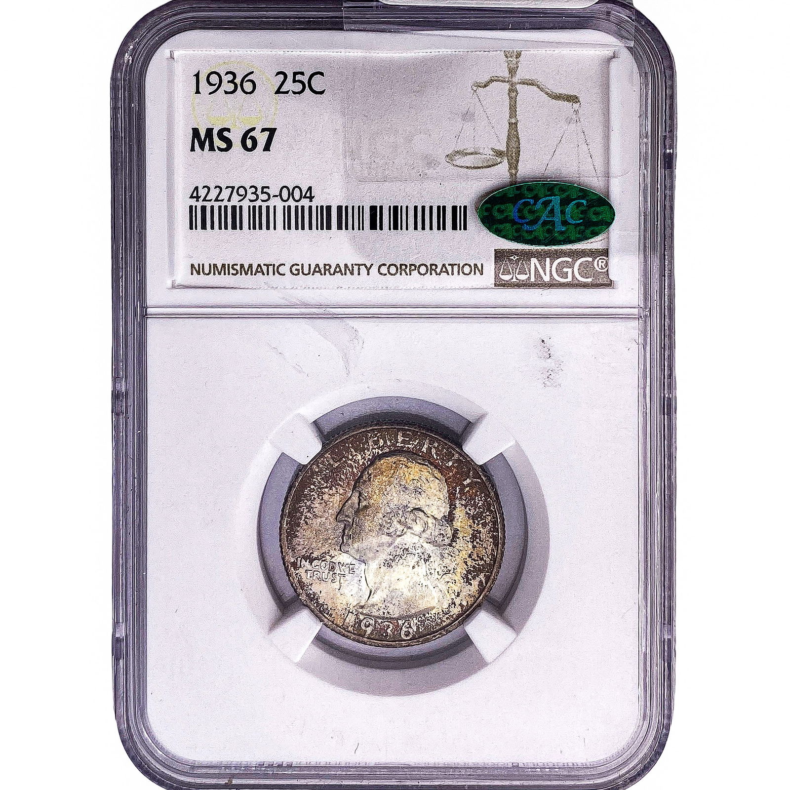 1936 CAC Washington Silver Quarter NGC MS67 (1 of 2)