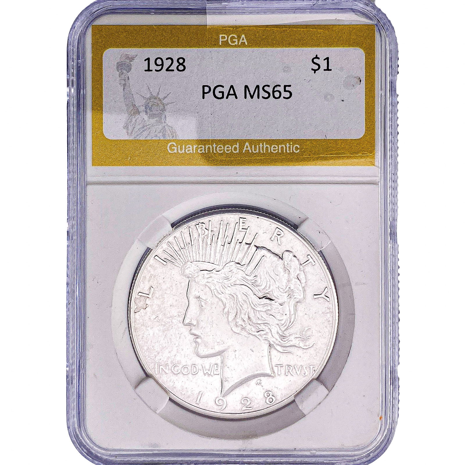 1928 Silver Peace Dollar PGA MS65: 1928 Silver Peace Dollar PGA MS65