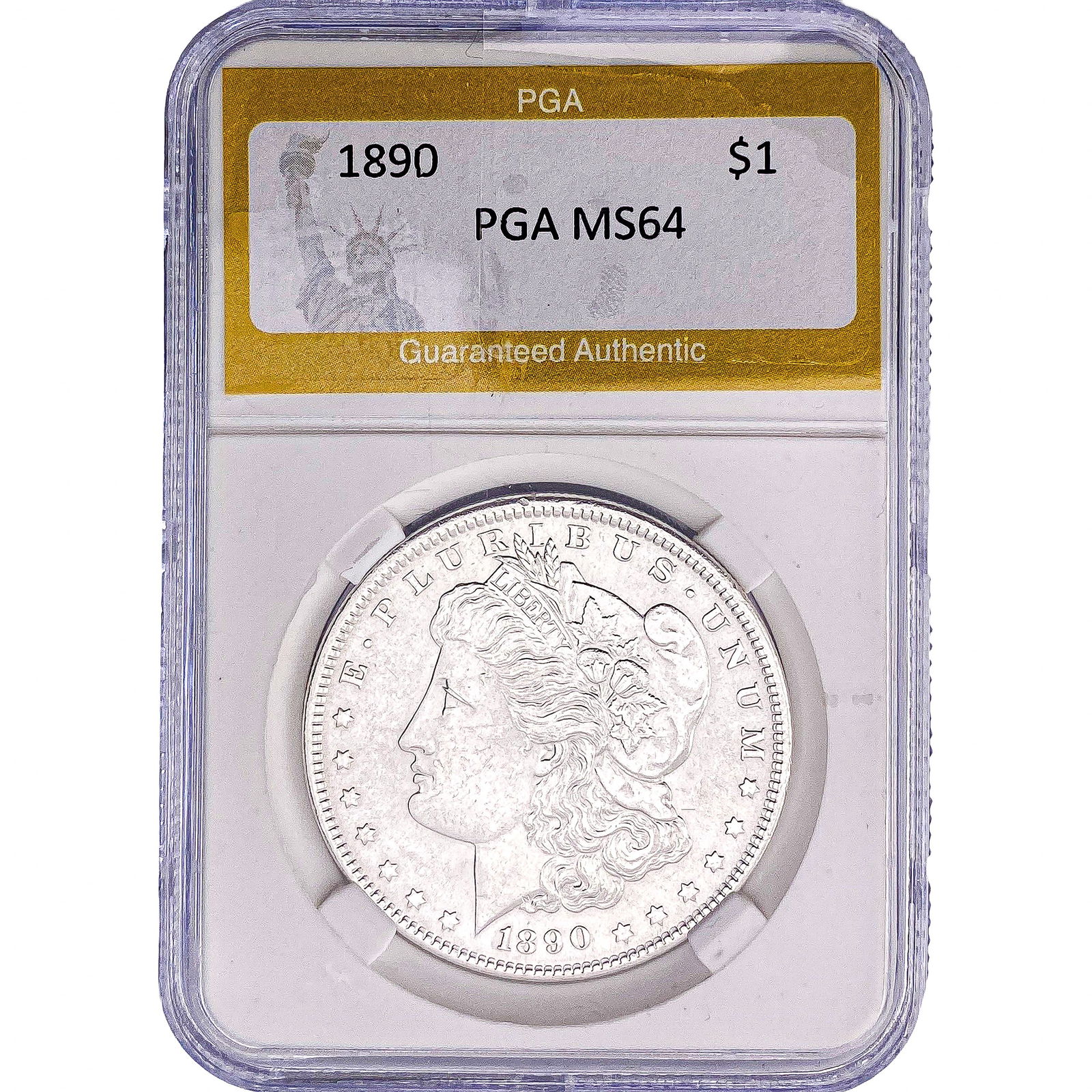 1890 Morgan Silver Dollar PGA MS64: 1890 Morgan Silver Dollar PGA MS64