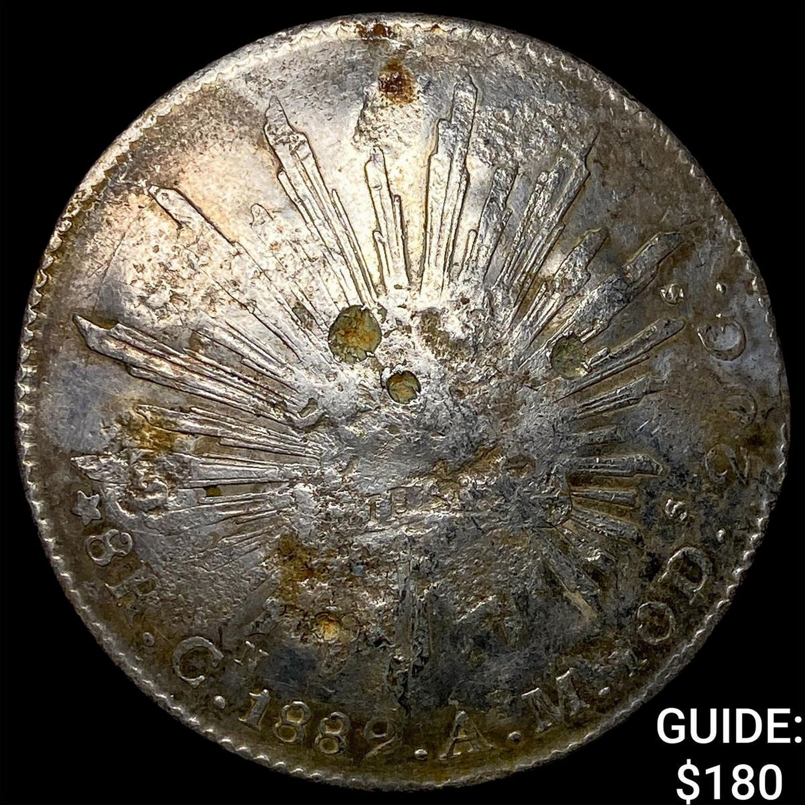 Mexico Silver 8 Reales Chopmarks NEARLY UNCIRCULATED: Mexico Silver 8 Reales Chopmarks NEARLY UNCIRCULATED