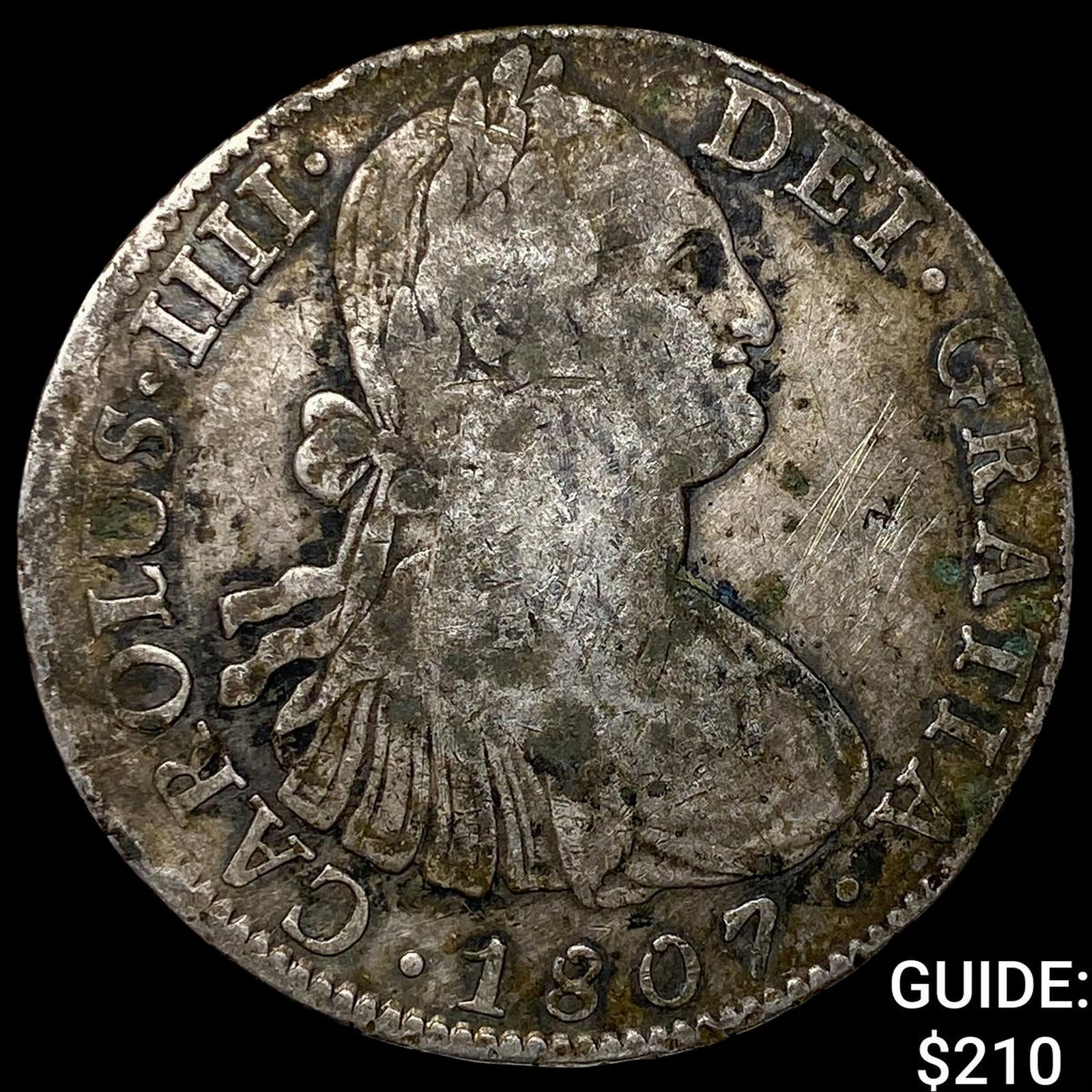 1807 Colonial Spain Silver 8 Reales Chopmarks NEARLY UNCIRCULATED: 1807 Colonial Spain Silver 8 Reales Chopmarks NEARLY UNCIRCULATED