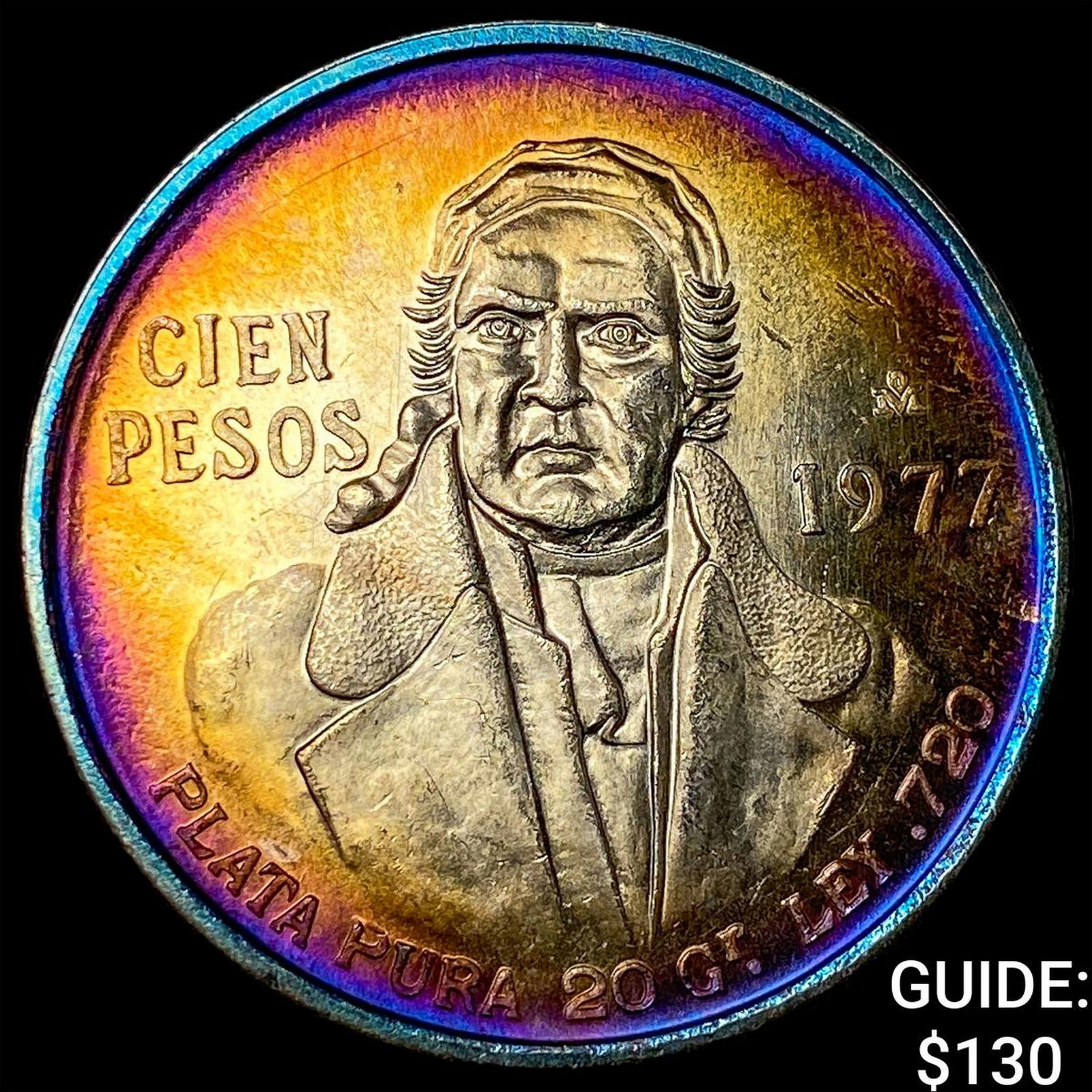 1977 Mexico Silver 100 Pesos Toned UNCIRCULATED: 1977 Mexico Silver 100 Pesos Toned UNCIRCULATED